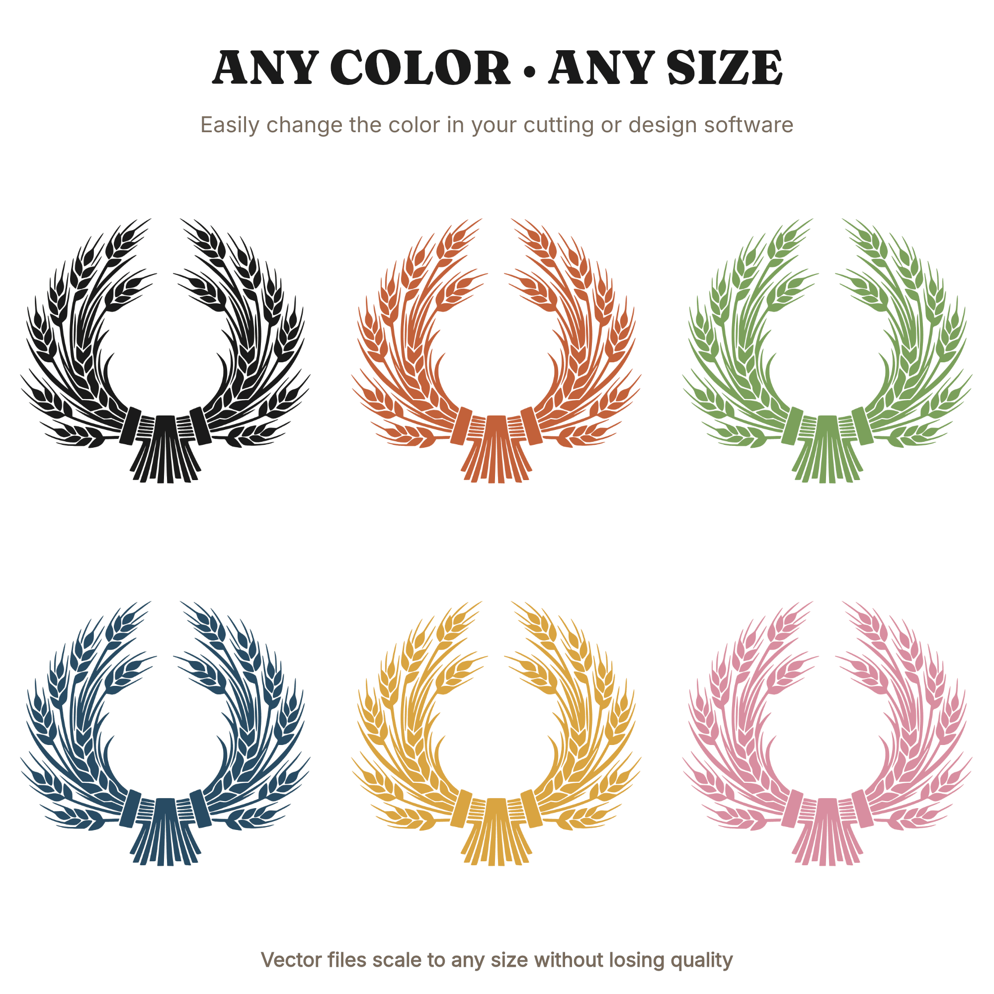 Harvest Wheat Bundle Semi Circle Wreath SVG PNG, Modern Farmhouse Thanksgiving Decor Cut File, view 2