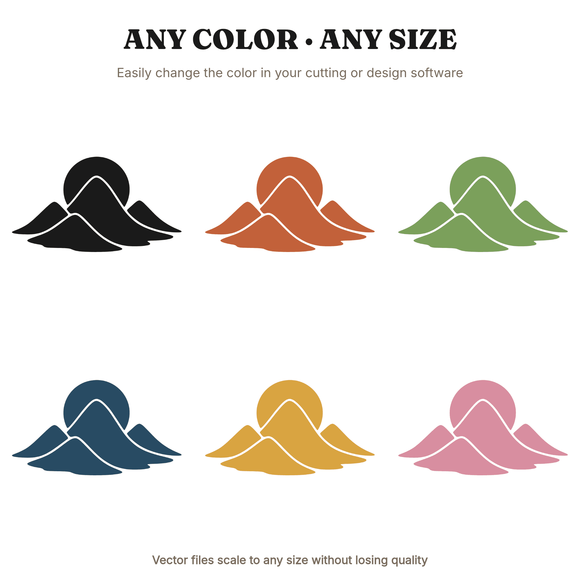 Winter Solstice Mountain Sun SVG PNG Layered Silhouette Boho Celestial Cut File Organic Design, view 2