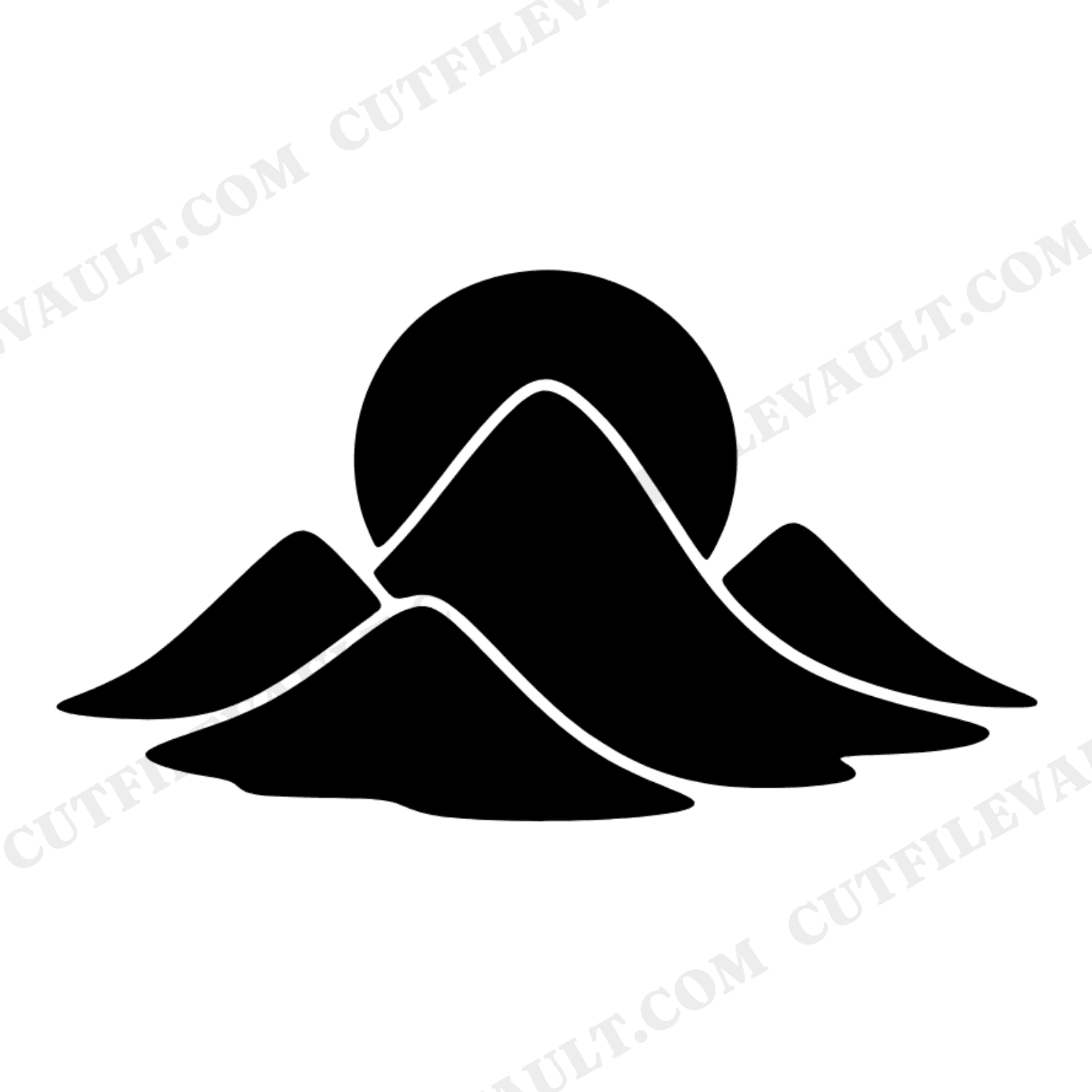 Winter Solstice Mountain Sun SVG PNG Layered Silhouette Boho Celestial Cut File Organic Design, view 1
