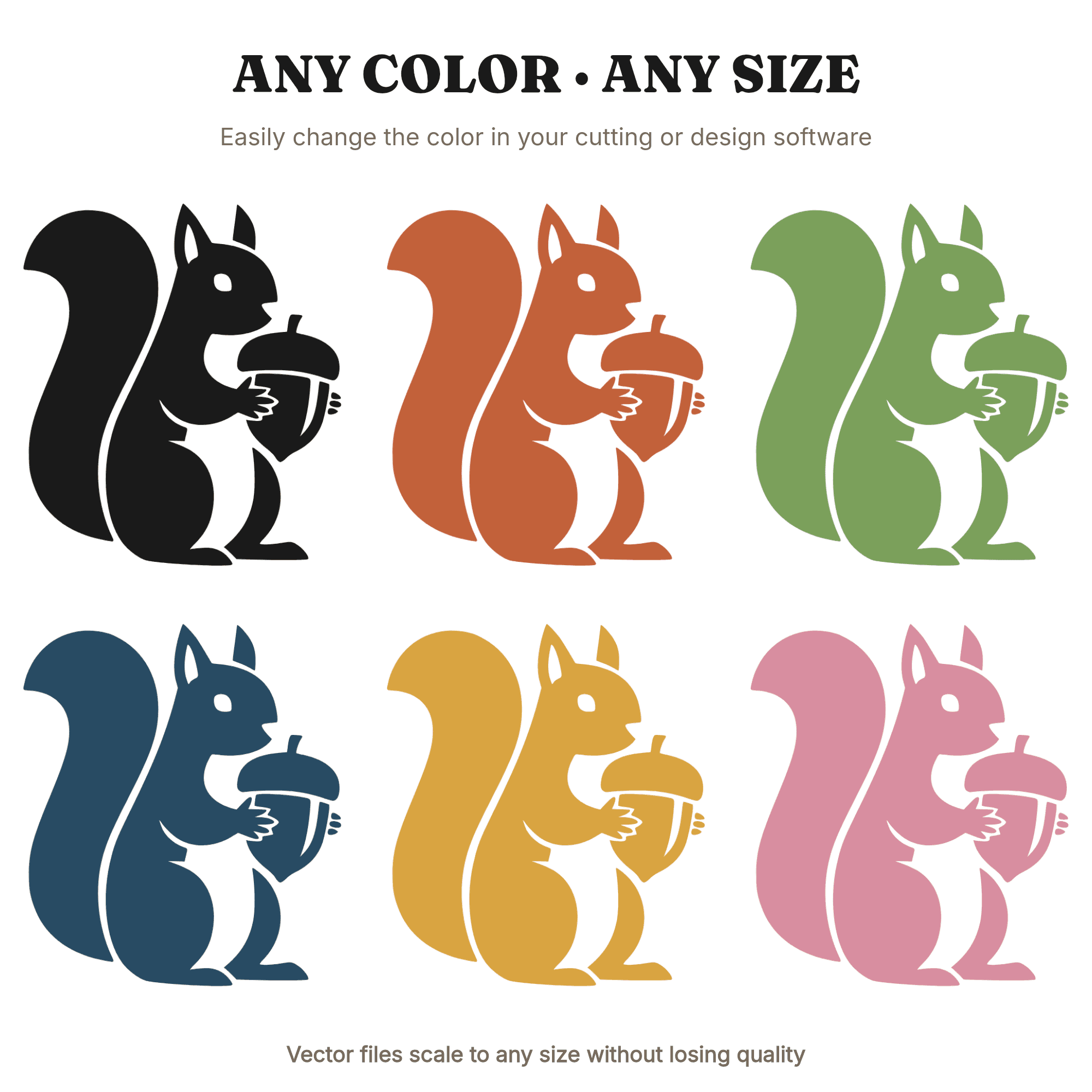 Squirrel with Acorn SVG PNG, Autumn Woodland Silhouette Cut File, Fall Farmhouse Craft Design, view 2