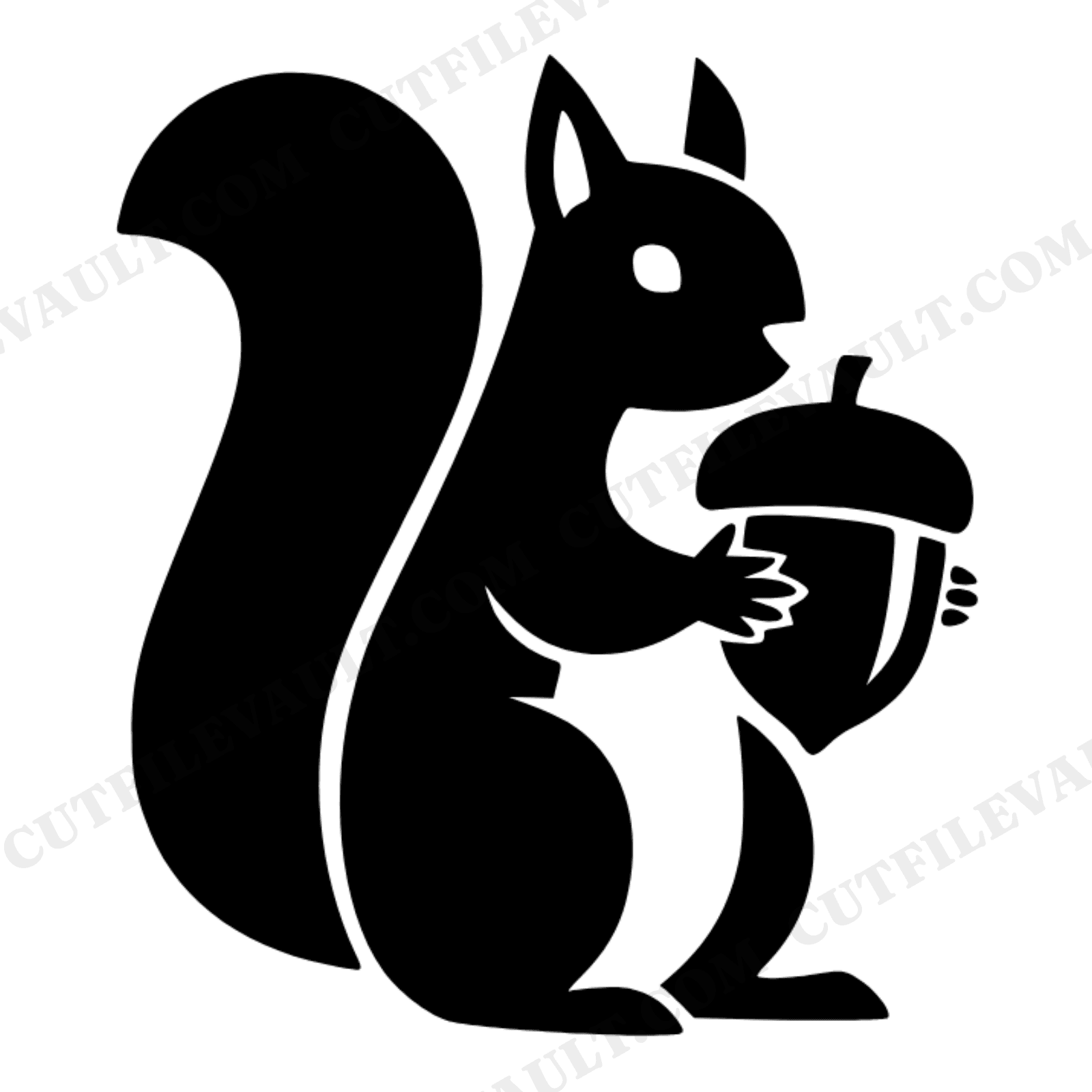 Squirrel with Acorn SVG PNG, Autumn Woodland Silhouette Cut File, Fall Farmhouse Craft Design, view 1