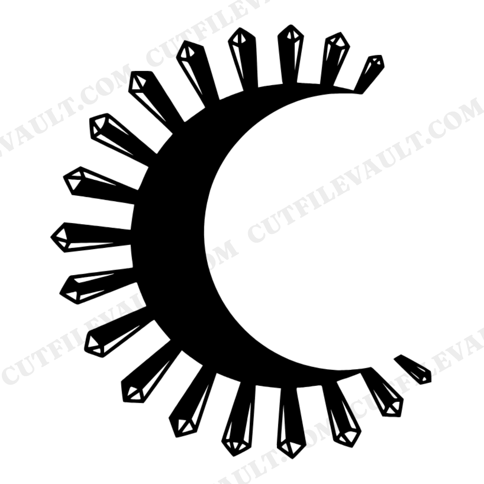 Crescent Moon Quartz Crystal SVG PNG, Mid Century Modern Minimalist Witchy Spiritual Cut File, view 1
