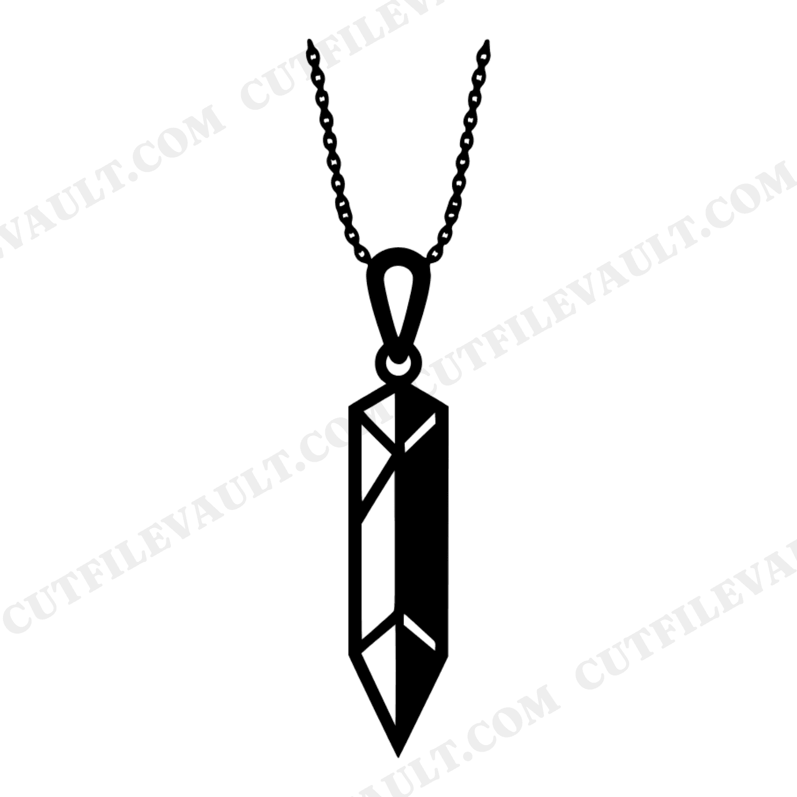 Art Deco Pear Cut Pendant Necklace SVG PNG, Gemstone Jewelry Silhouette Cut File for Cricut, view 1