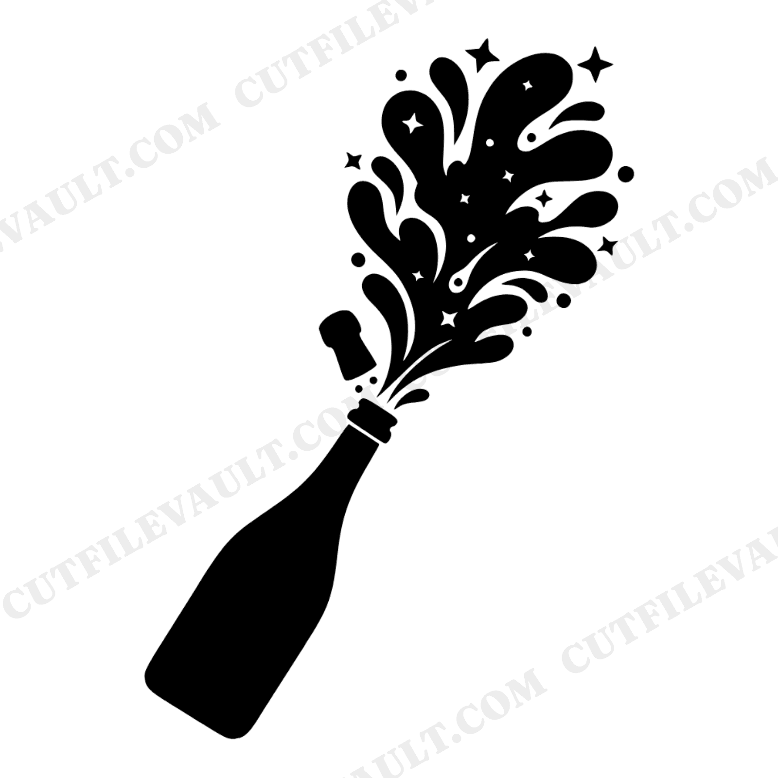 Champagne Bottle Constellation SVG PNG New Year Celebration Cut File Celestial Party Decor, view 1