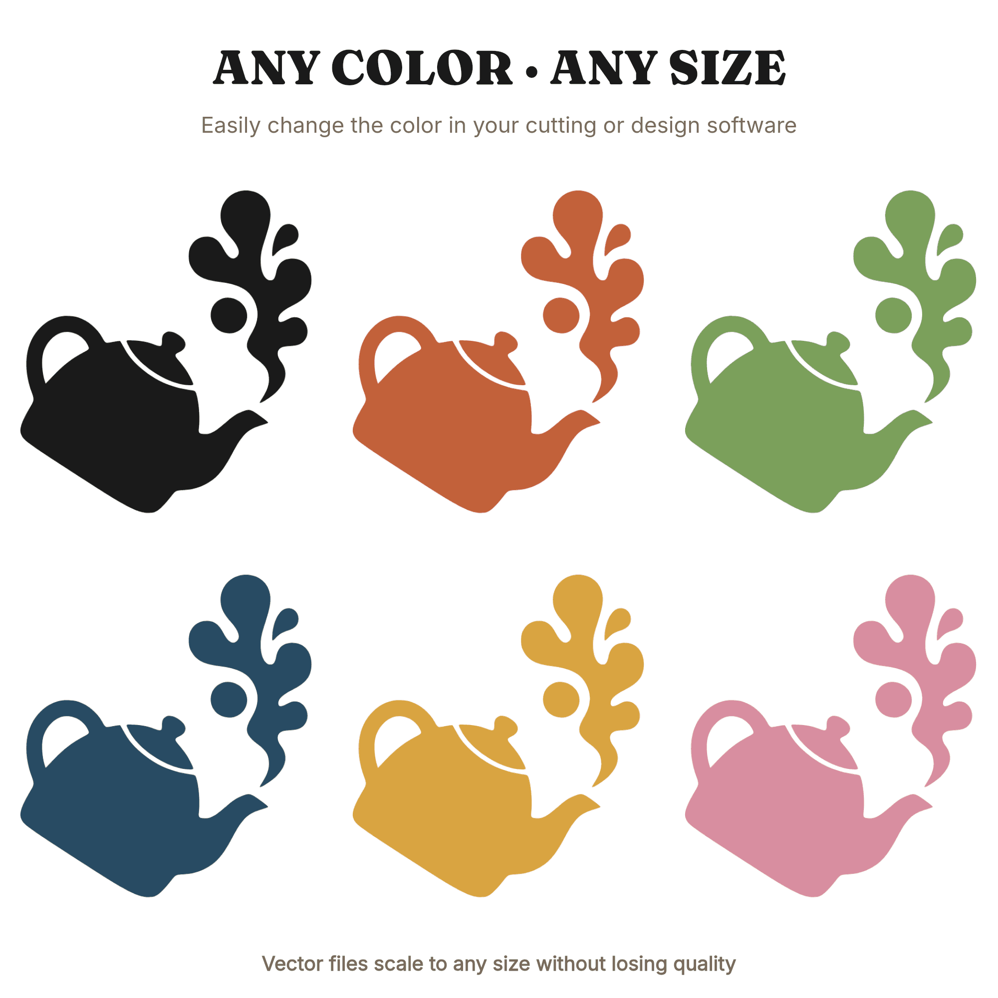 Tea Kettle SVG PNG New Year Silhouette Pouring Steam Swirl Kitchen Cut File Cozy Midnight Design, view 2