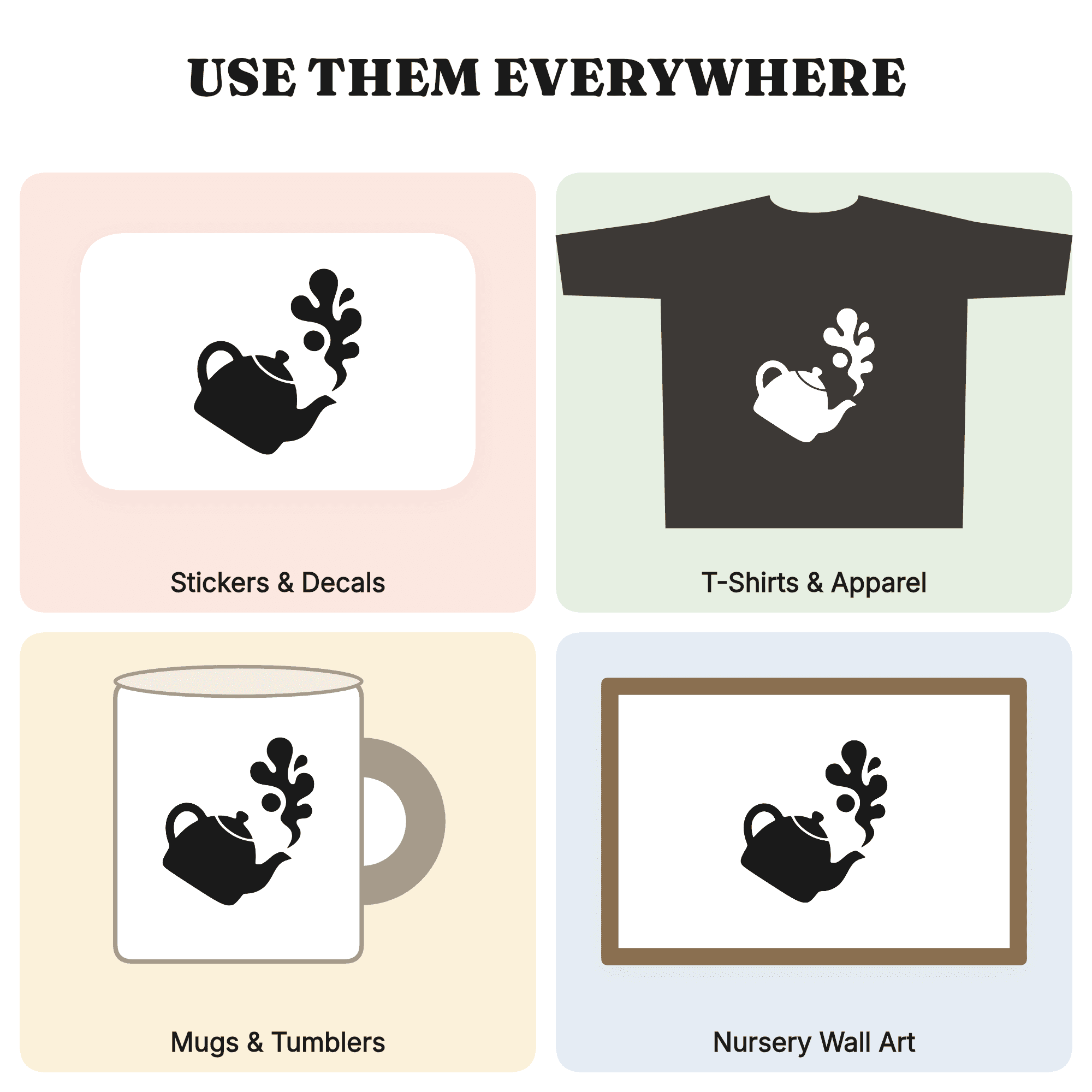 Tea Kettle SVG PNG New Year Silhouette Pouring Steam Swirl Kitchen Cut File Cozy Midnight Design, view 3