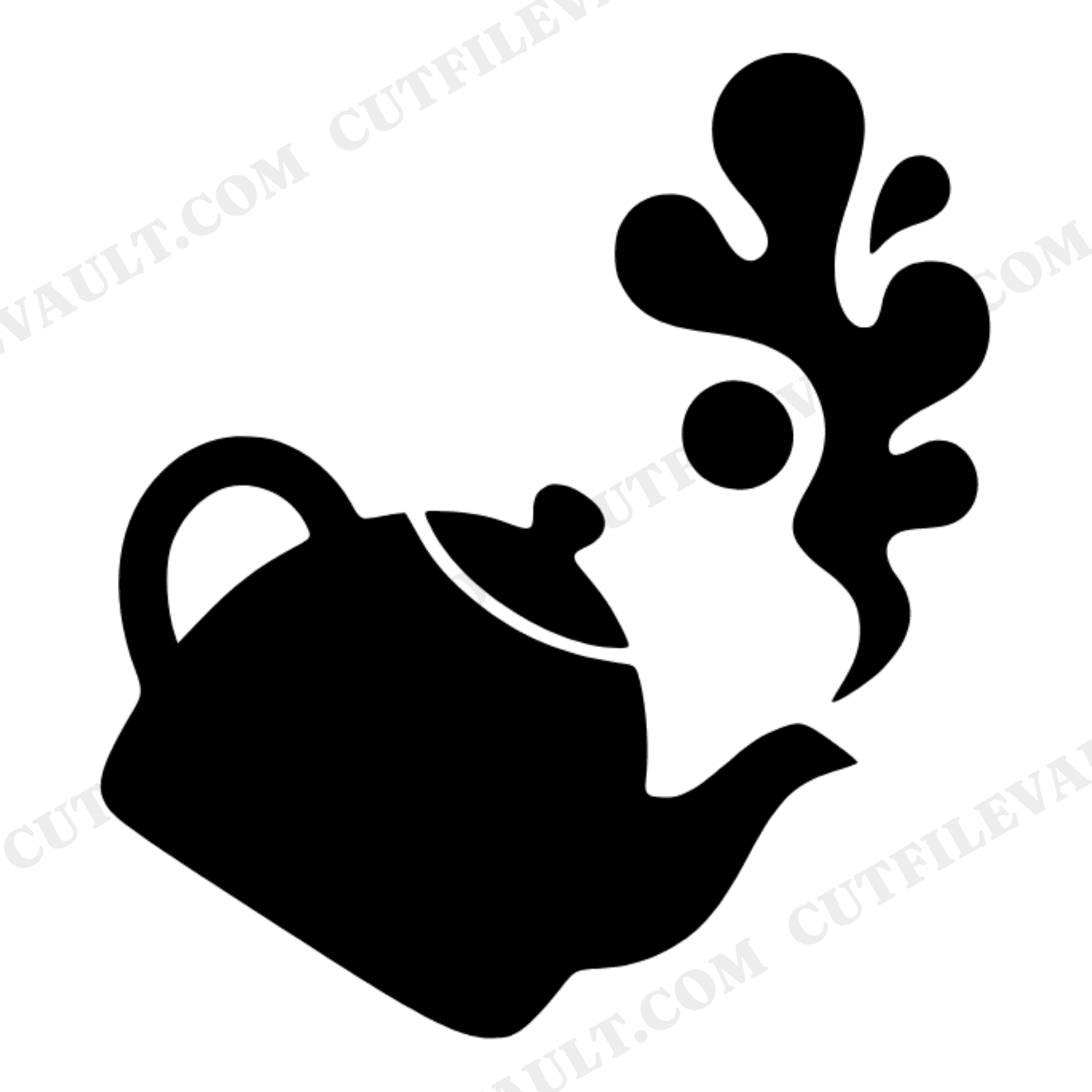 Tea Kettle SVG PNG New Year Silhouette Pouring Steam Swirl Kitchen Cut File Cozy Midnight Design, view 1
