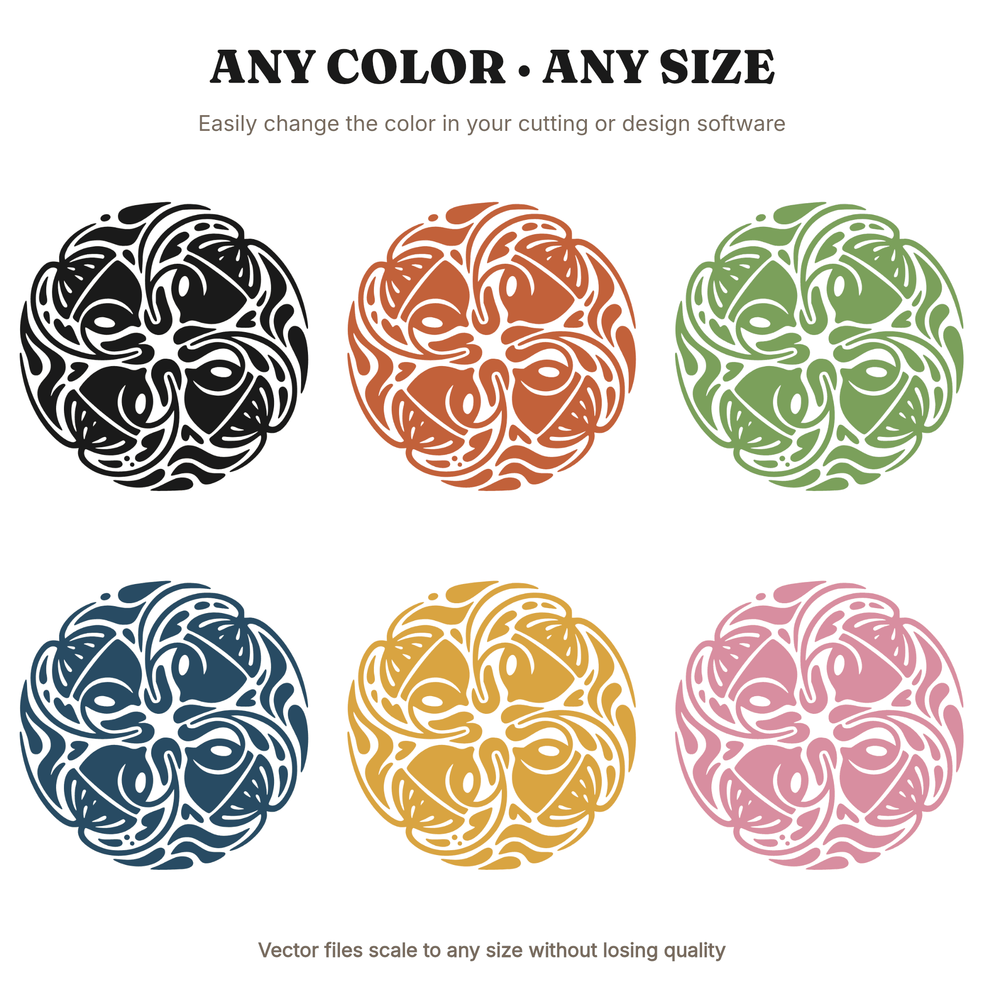 Harvest Acorn Circle Art Nouveau SVG PNG Retro 70s Thanksgiving Design Cut File for Cricut, view 2