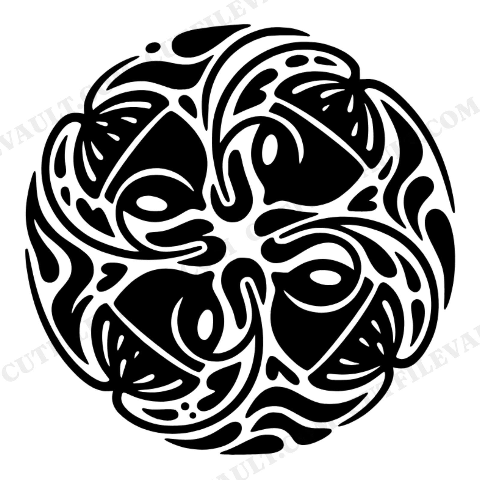 Harvest Acorn Circle Art Nouveau SVG PNG Retro 70s Thanksgiving Design Cut File for Cricut, view 1