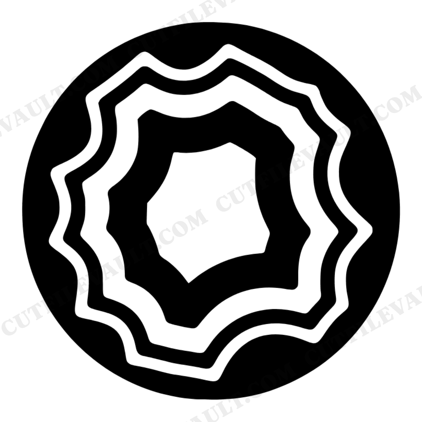 Groovy Geode Slice SVG PNG, Retro Crystal Cross Section, 1970s Vintage Circular Design Cut File, view 1