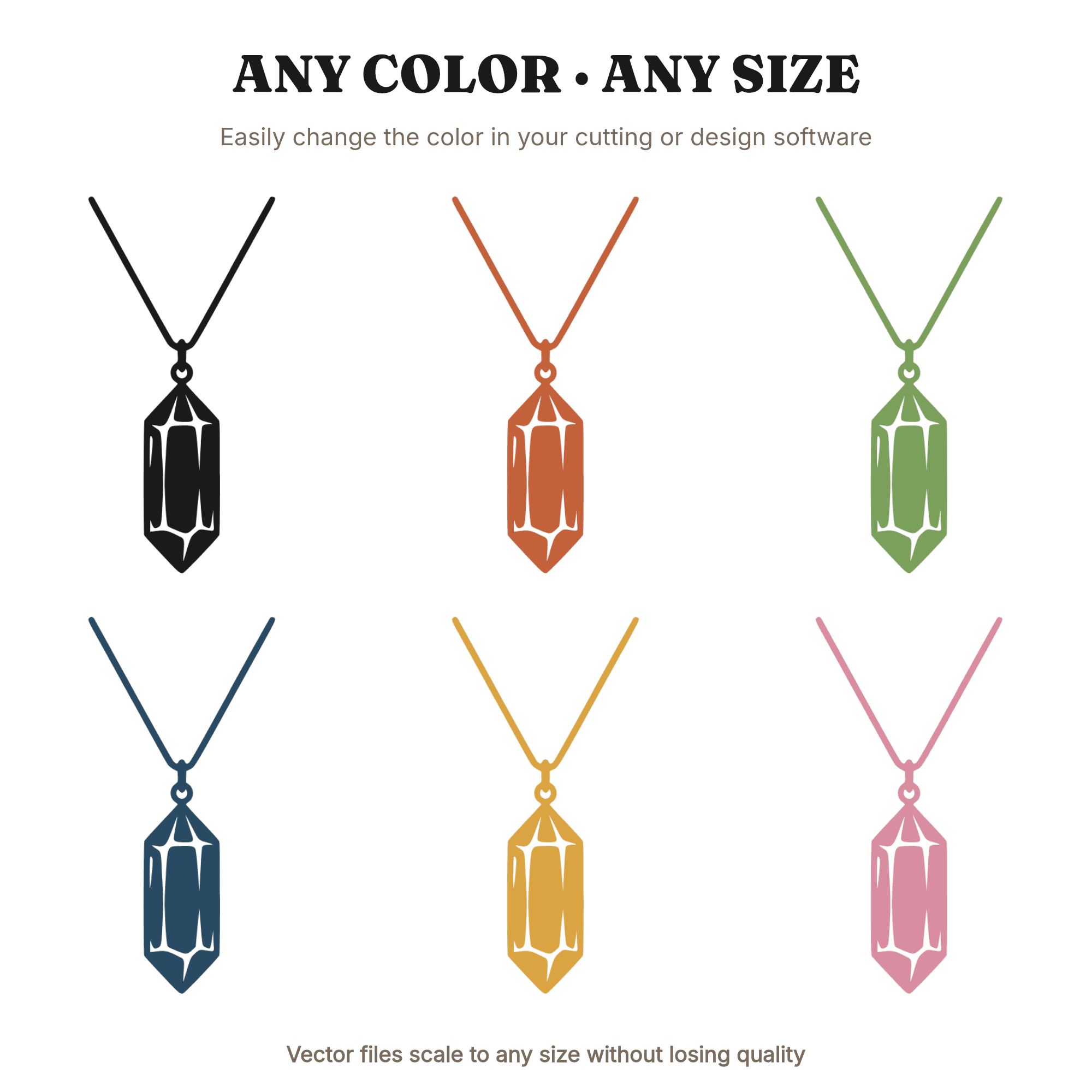 Mineral Pendant Necklace SVG PNG, Mid Century Modern Jewelry Silhouette, Crystal Chain Cut File, view 2