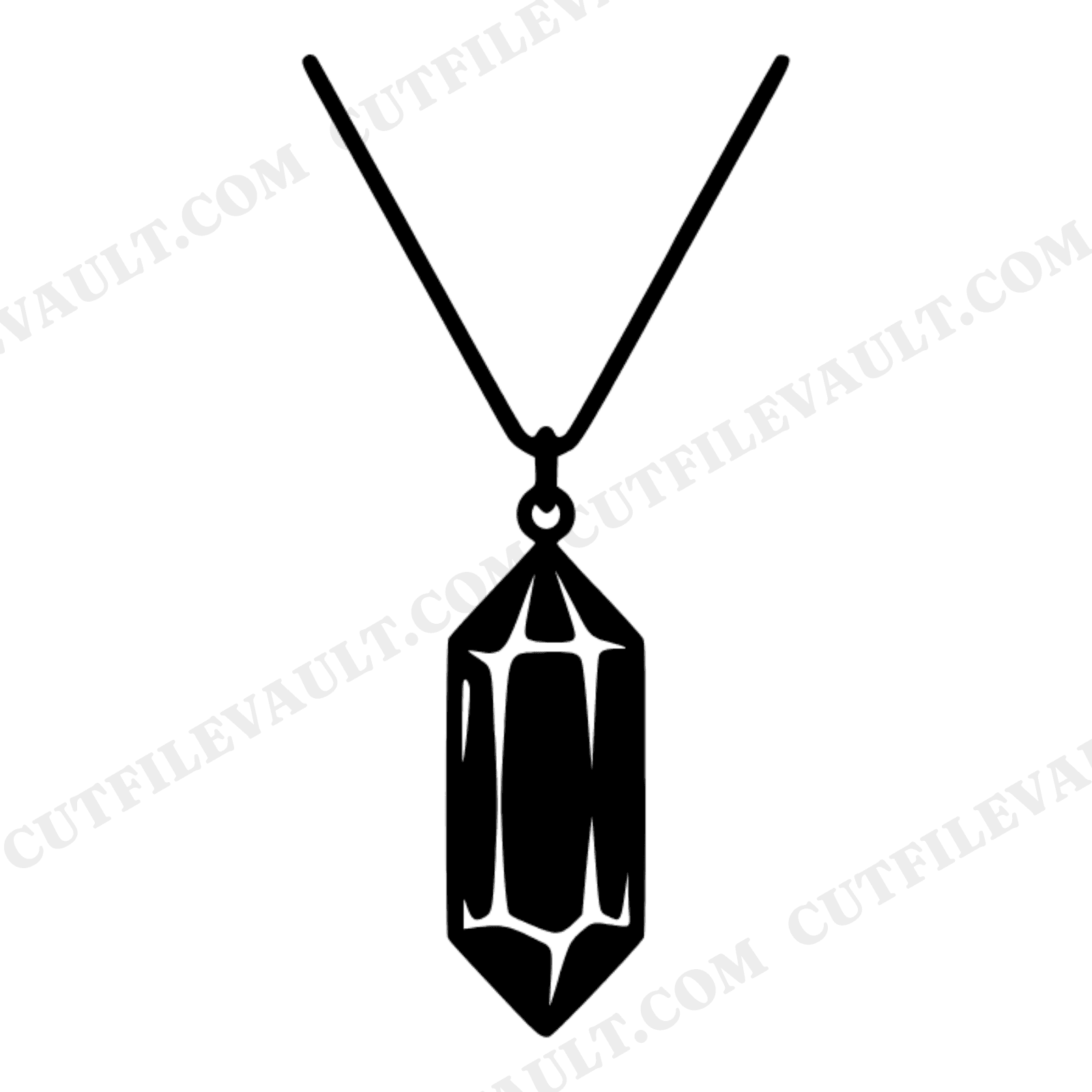 Mineral Pendant Necklace SVG PNG, Mid Century Modern Jewelry Silhouette, Crystal Chain Cut File, view 1