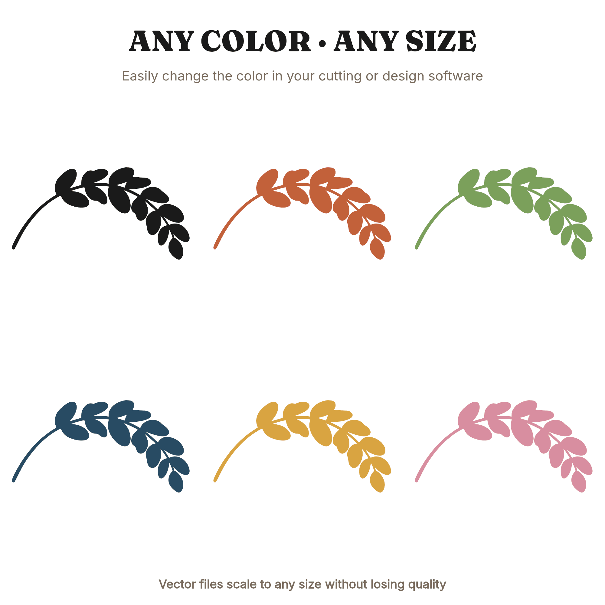 Crescent Eucalyptus Branch SVG PNG, Mother's Day Botanical Cut File, Fluid Abstract Leaf Design, view 2