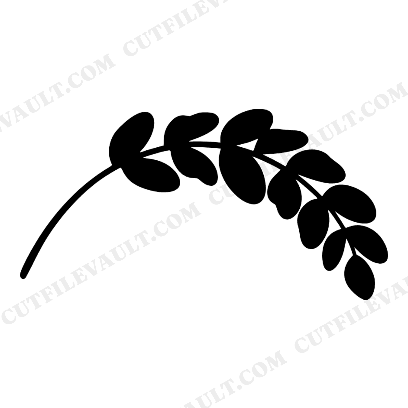 Crescent Eucalyptus Branch SVG PNG, Mother's Day Botanical Cut File, Fluid Abstract Leaf Design, view 1