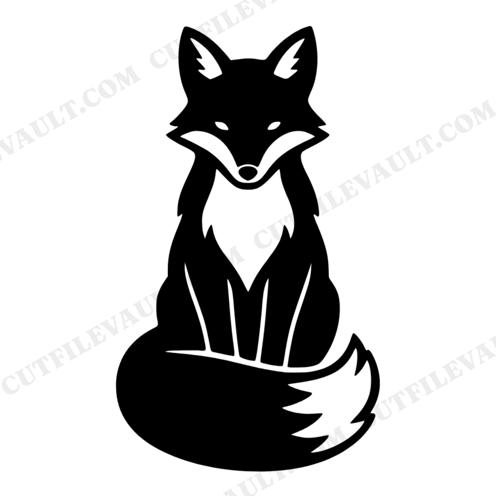 Fox SVG Sitting Upright with Wrapped Tail Autumn Silhouette PNG Thanksgiving Nursery Decor Cut File, view 1