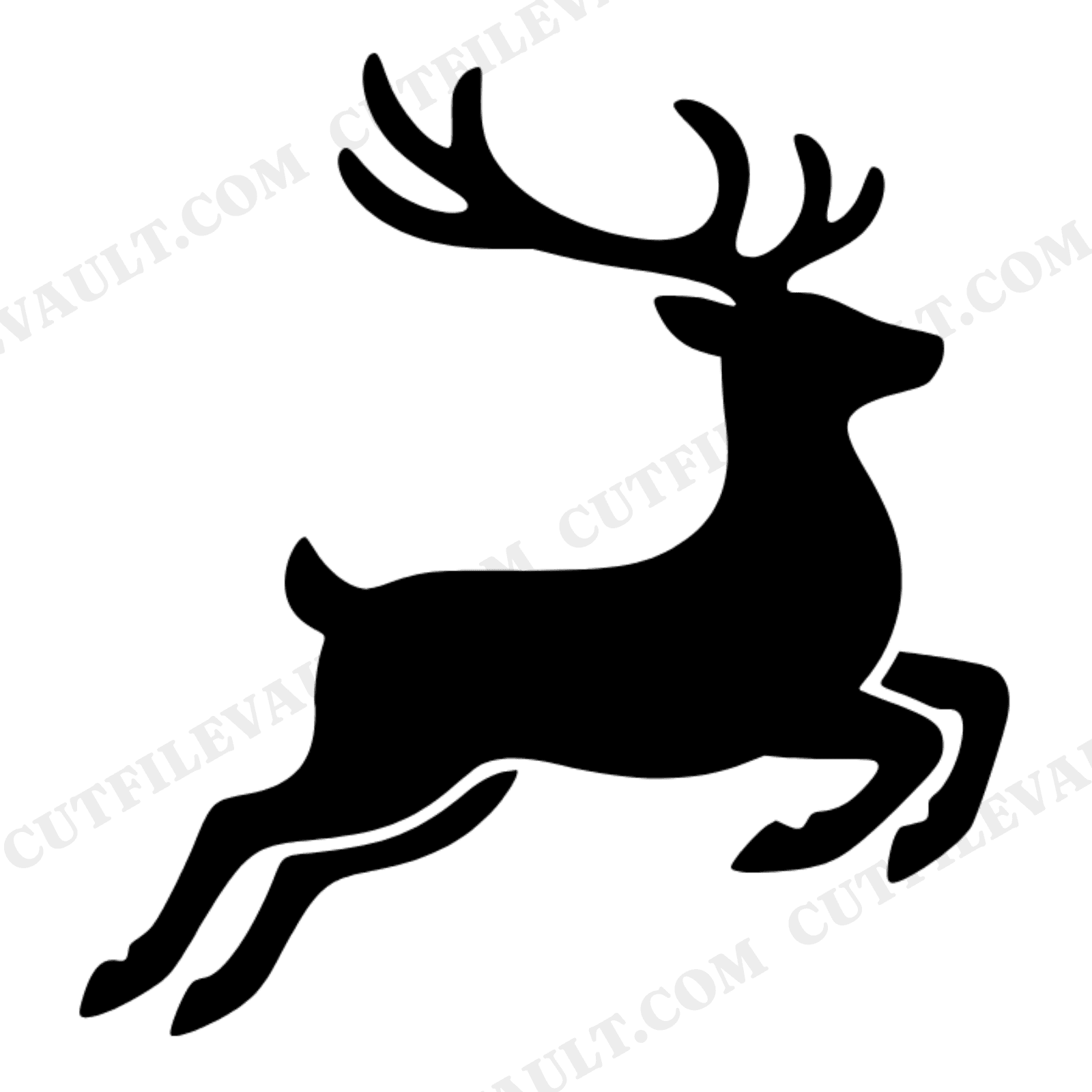 Flying Reindeer Silhouette SVG PNG Christmas Ornament Cut File Fluid Abstract Holiday Design, view 1