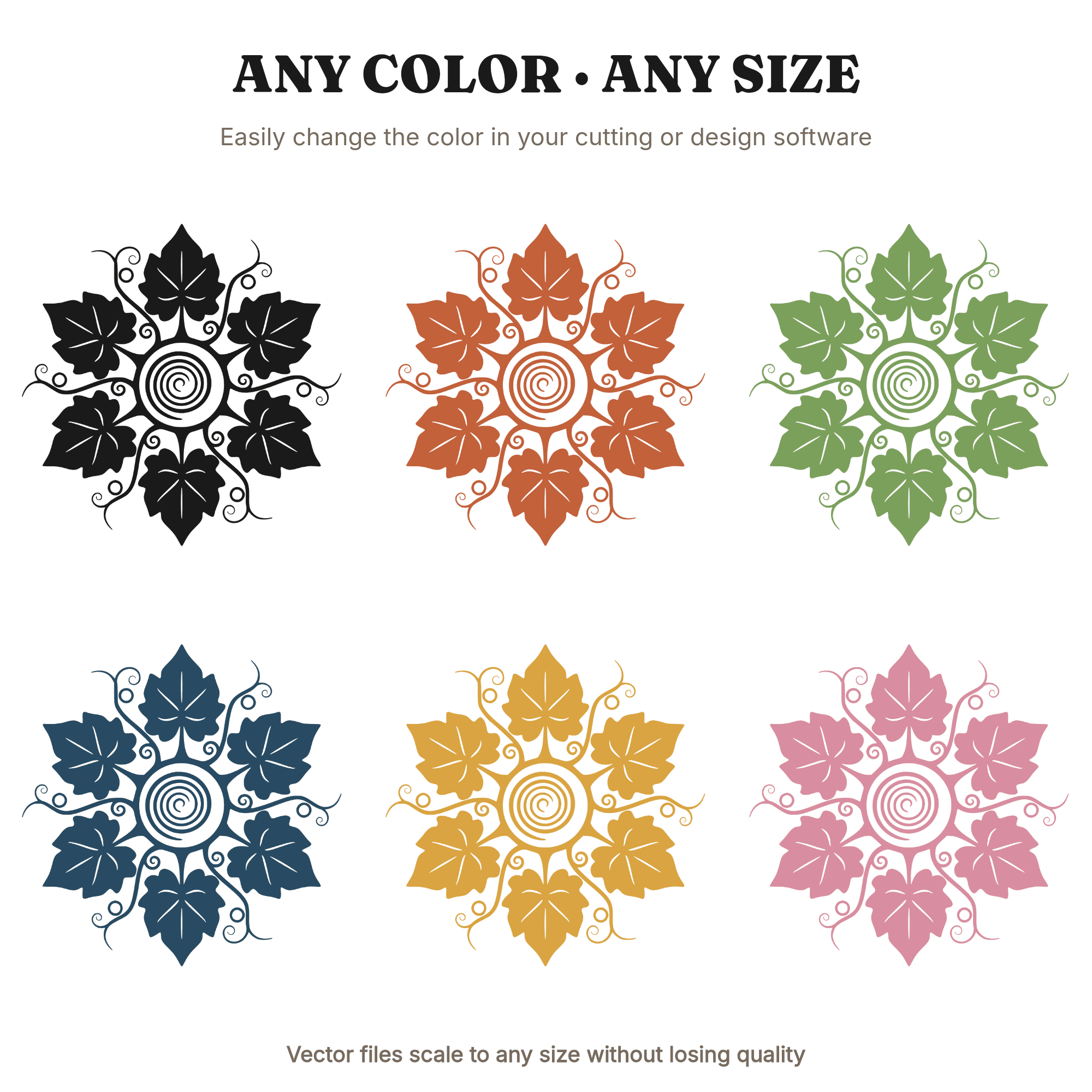 Groovy Pumpkin Vine Spiral SVG PNG, Retro Halloween Cut File, 1970s Botanical Design, view 2