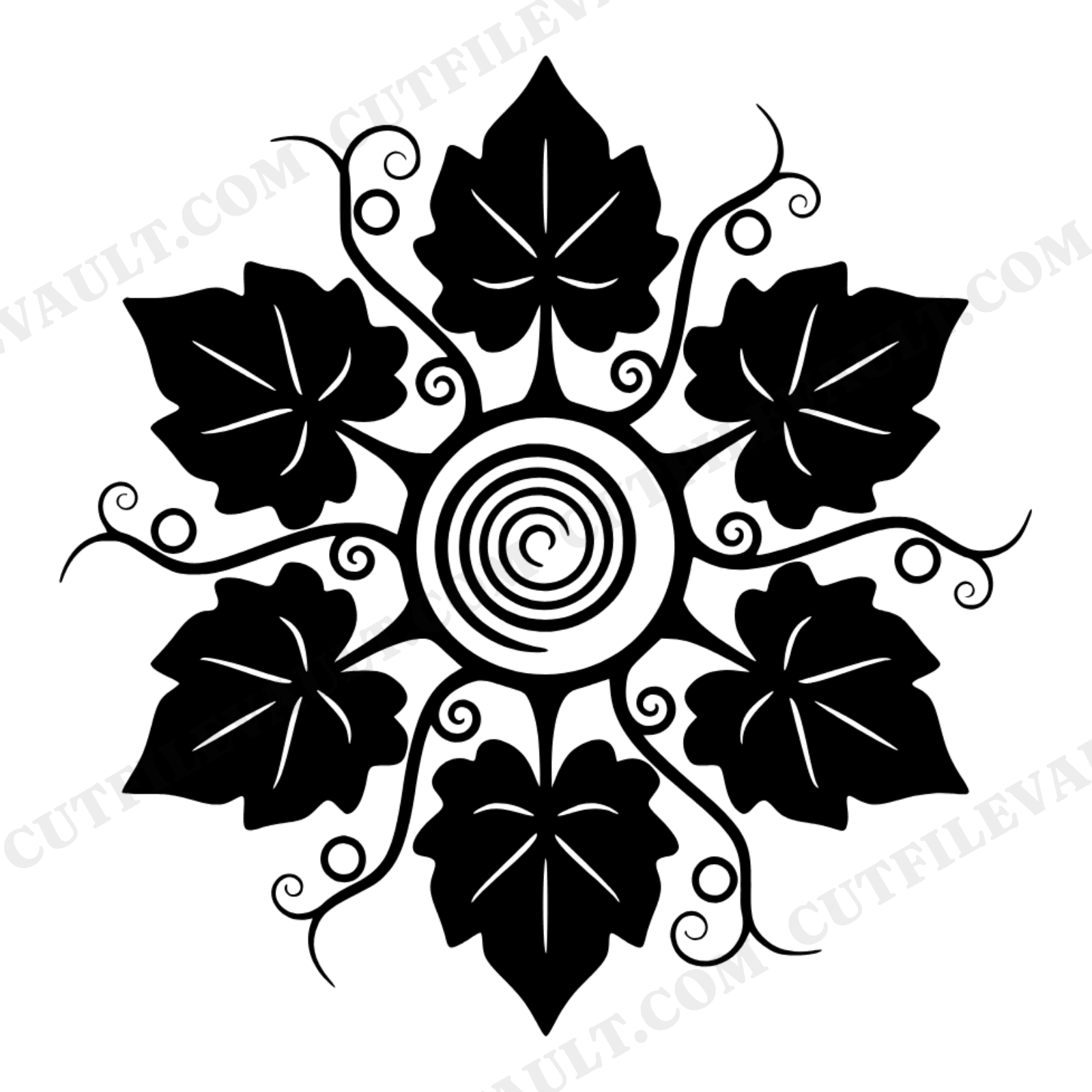 Groovy Pumpkin Vine Spiral SVG PNG, Retro Halloween Cut File, 1970s Botanical Design, view 1