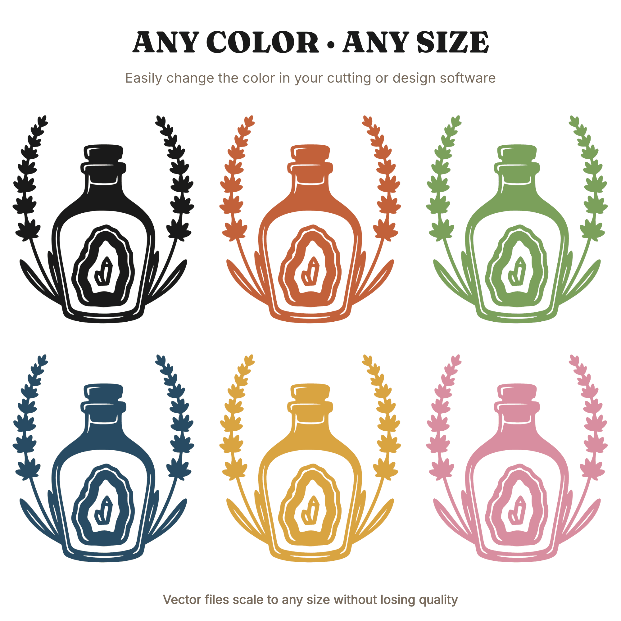 Geode Apothecary Jar SVG PNG, Lavender Herb Jar Cut File, Retro 70s Kitchen Witch Botanical Design, view 2