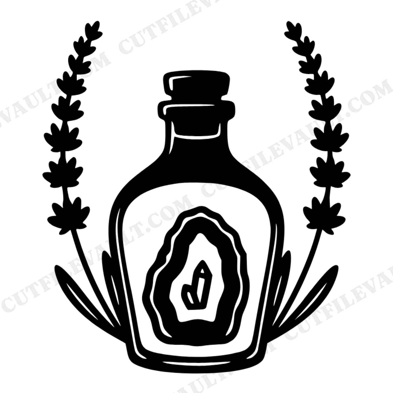 Geode Apothecary Jar SVG PNG, Lavender Herb Jar Cut File, Retro 70s Kitchen Witch Botanical Design, view 1