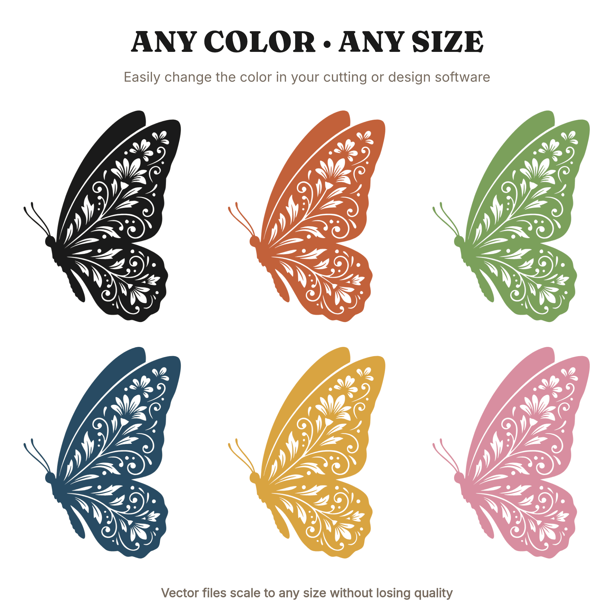 Resting Butterfly Silhouette SVG PNG, Vintage Botanical Mother's Day Decor Cut File, view 2