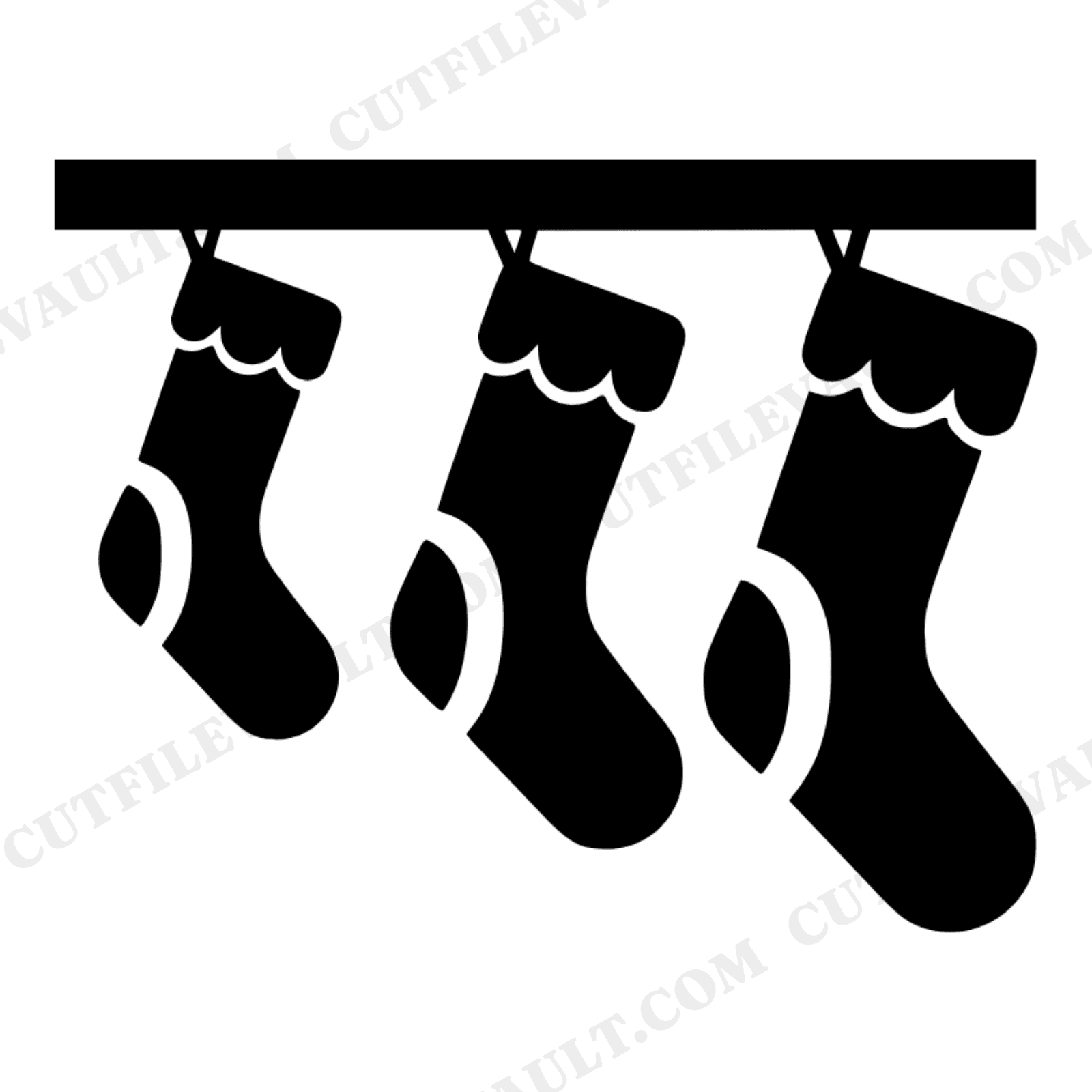 Retro Christmas Stockings SVG PNG, Three Stockings Mantel 70s Wave Vintage Holiday Decor Cut File, view 1