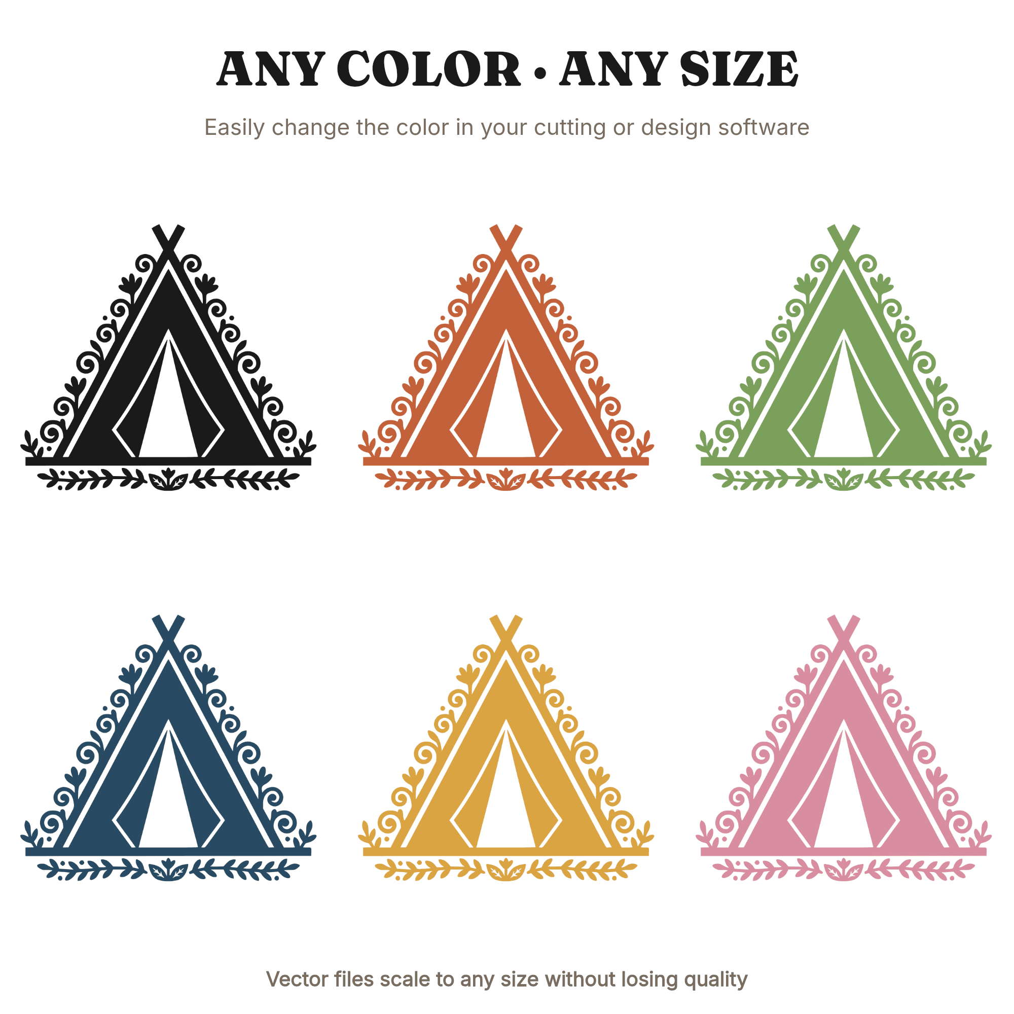 Folk Art A-Frame Tent SVG PNG, Symmetrical Autumn Camping Cut File, Cottagecore Fall Outdoor Adventure, view 2