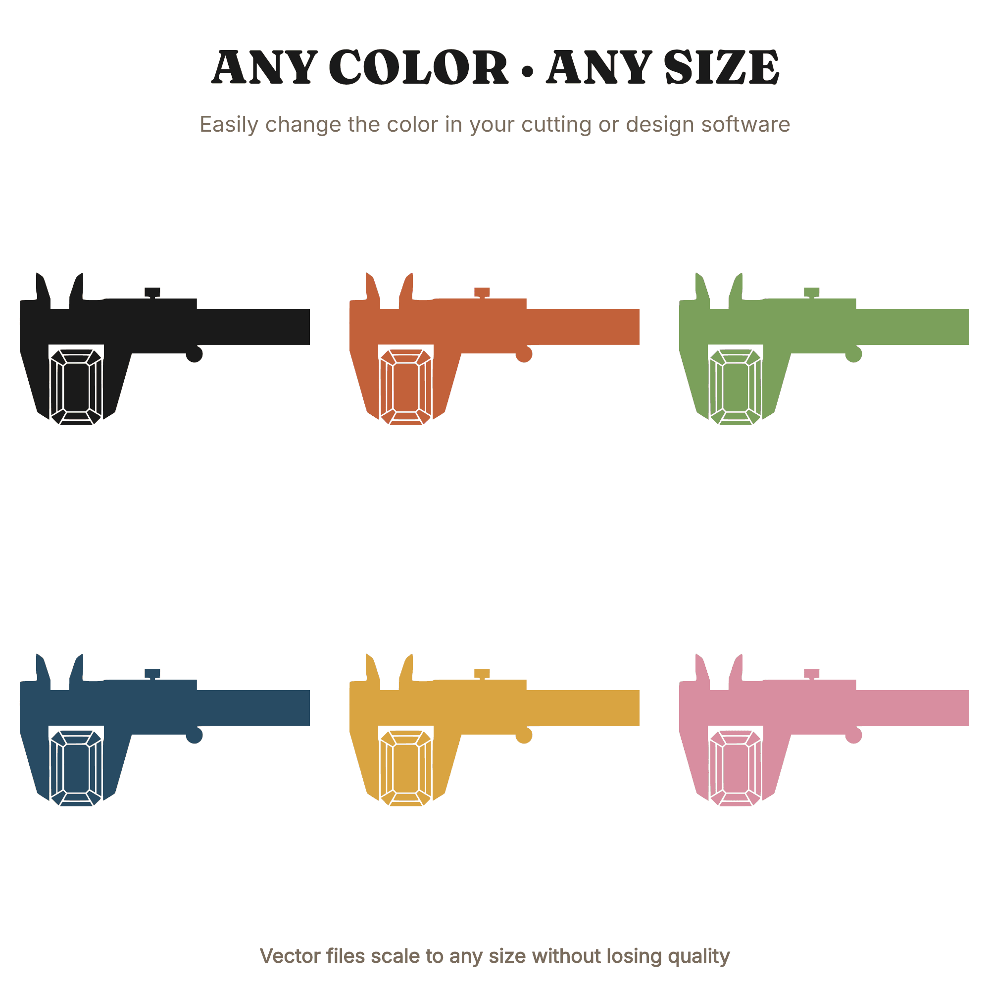 Caliper Gemstone SVG PNG, Art Deco Jeweler Tool Cut File, Emerald Cut Stone Precision Design, view 2