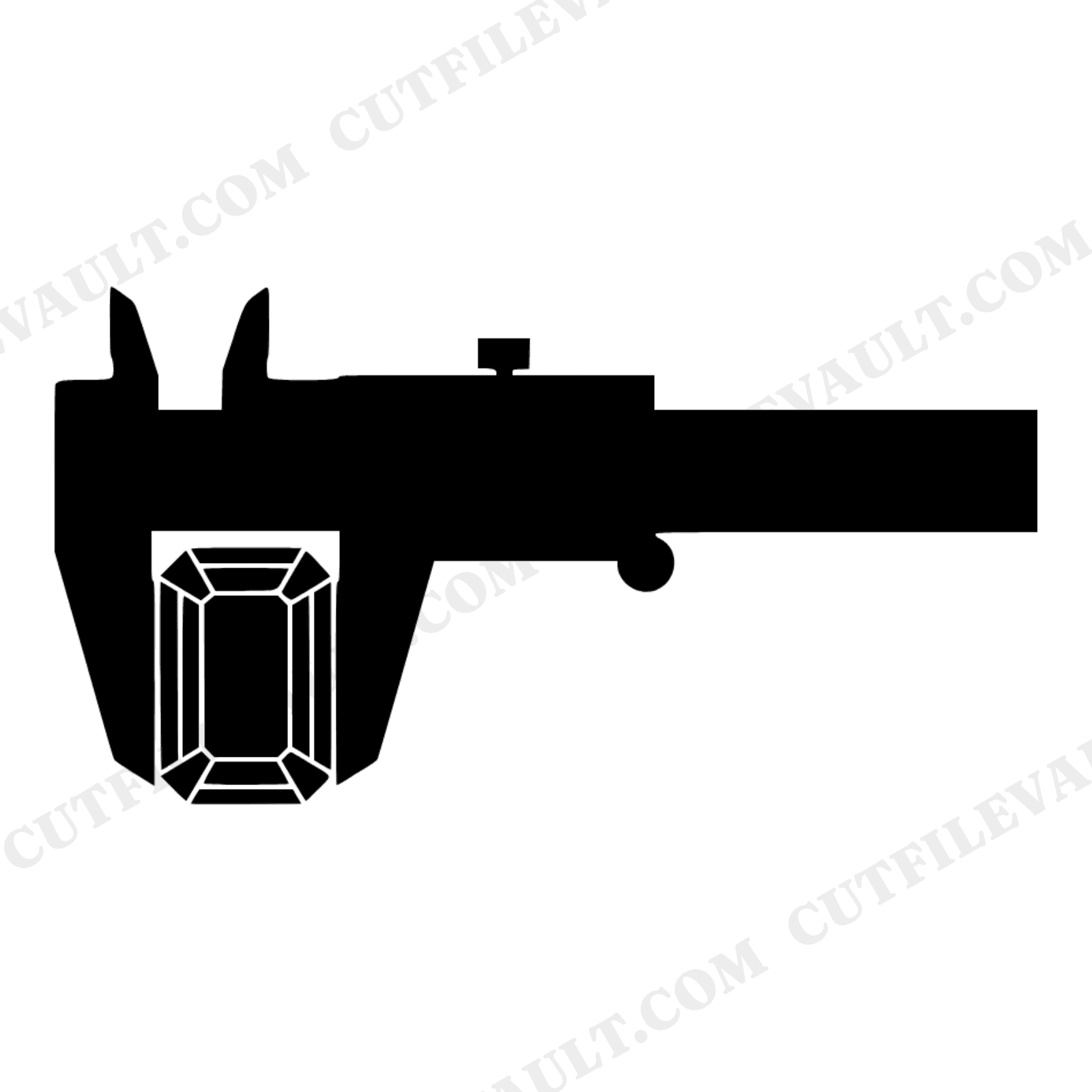 Caliper Gemstone SVG PNG, Art Deco Jeweler Tool Cut File, Emerald Cut Stone Precision Design, view 1