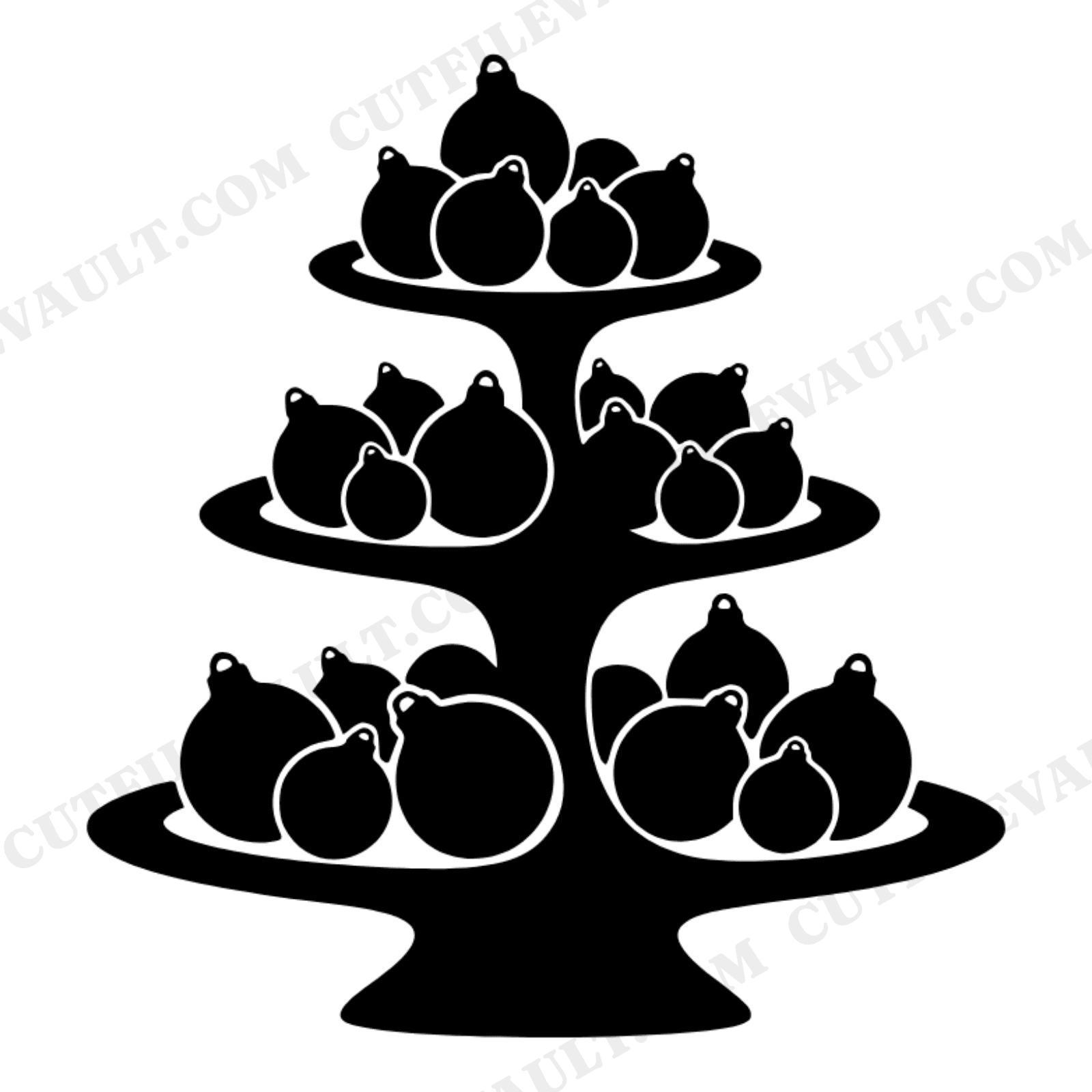 Festive Three Tier Cake Stand SVG PNG Christmas Baubles Blob Abstract Vintage Dessert Display, view 1