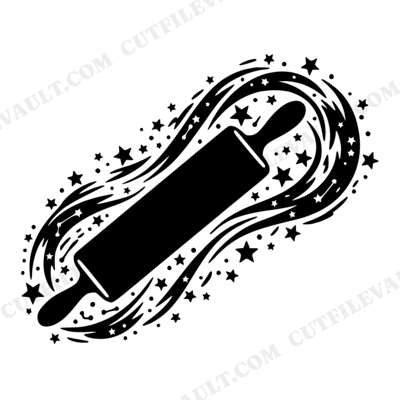Celestial Rolling Pin SVG PNG, Constellation Stars Kitchen Baker Cut File, Cottagecore Floral Design, view 1