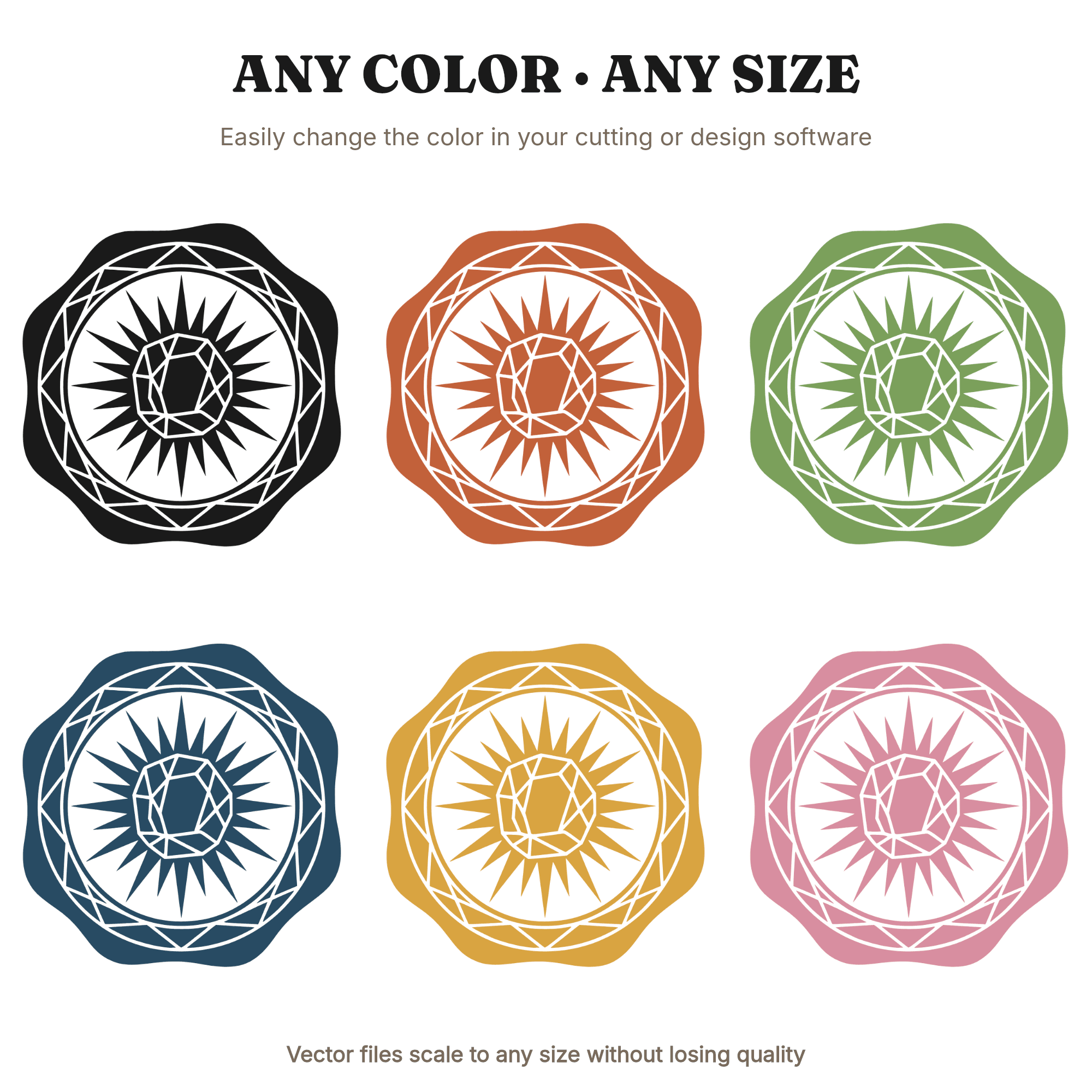 Crystal Cluster Wax Seal SVG PNG, Valentine's Day Badge, Cottagecore Floral Gemstone Emblem Cut File, view 2