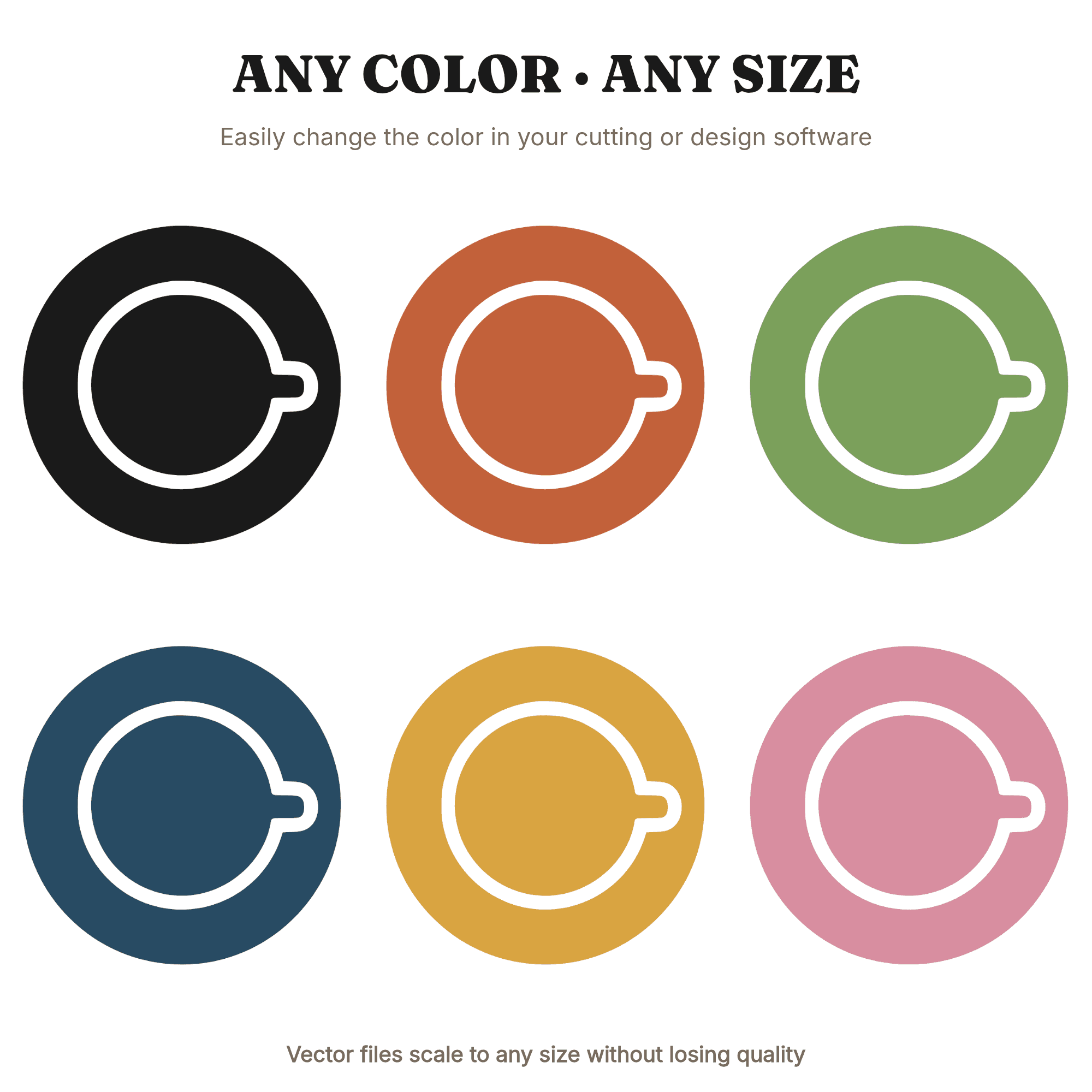 Mother's Day Teacup SVG, Overhead View Circular Silhouette PNG, Kitchen Decor Cut File, view 2