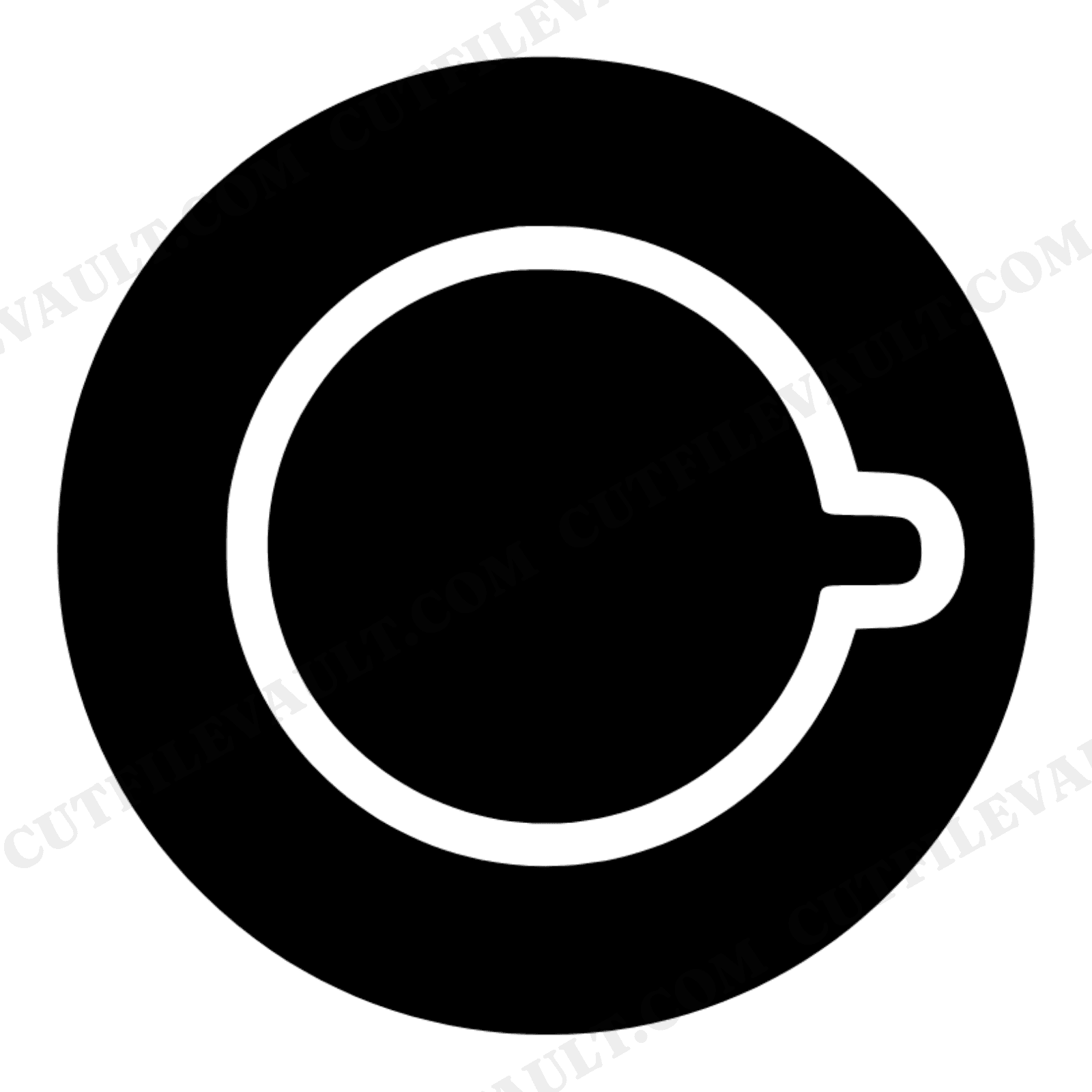 Mother's Day Teacup SVG, Overhead View Circular Silhouette PNG, Kitchen Decor Cut File, view 1