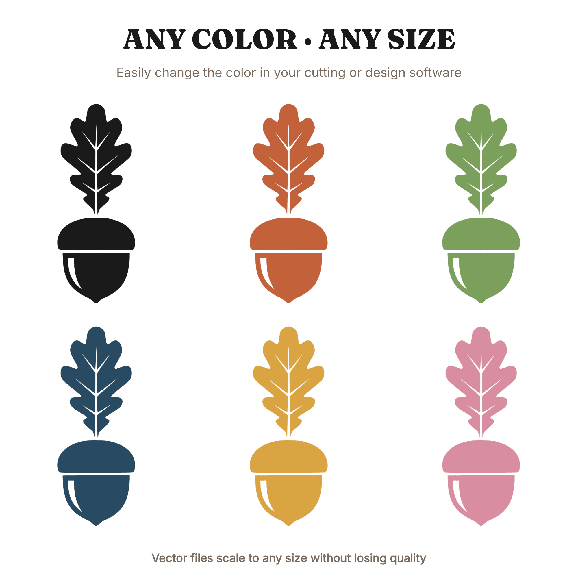 Split Acorn Art Deco SVG PNG, Oak Leaf Autumn Cut File, Geometric Fall Decor SVG for Cricut, view 2