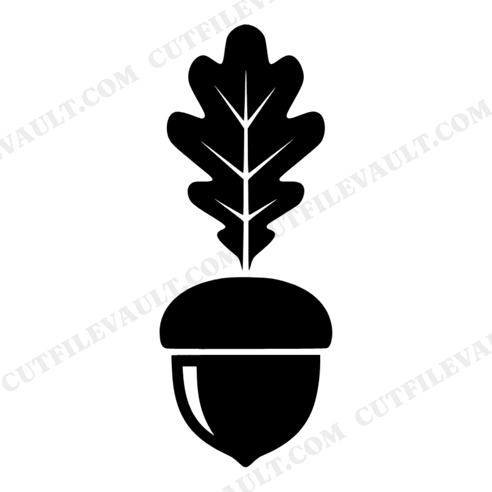 Split Acorn Art Deco SVG PNG, Oak Leaf Autumn Cut File, Geometric Fall Decor SVG for Cricut, view 1