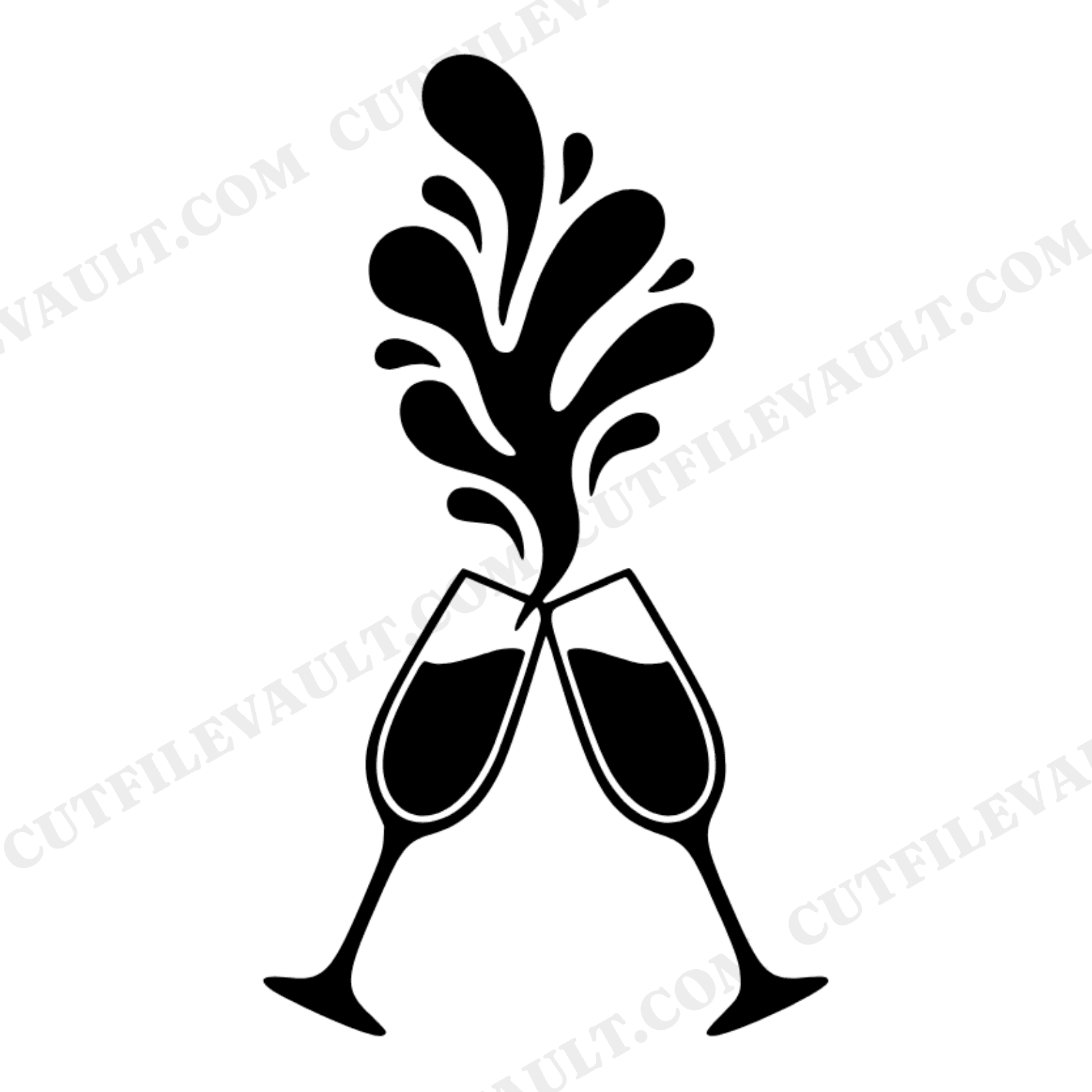 Champagne Toast Mothers Day SVG PNG, Elegant Celebration Flutes Silhouette Cut File, view 1