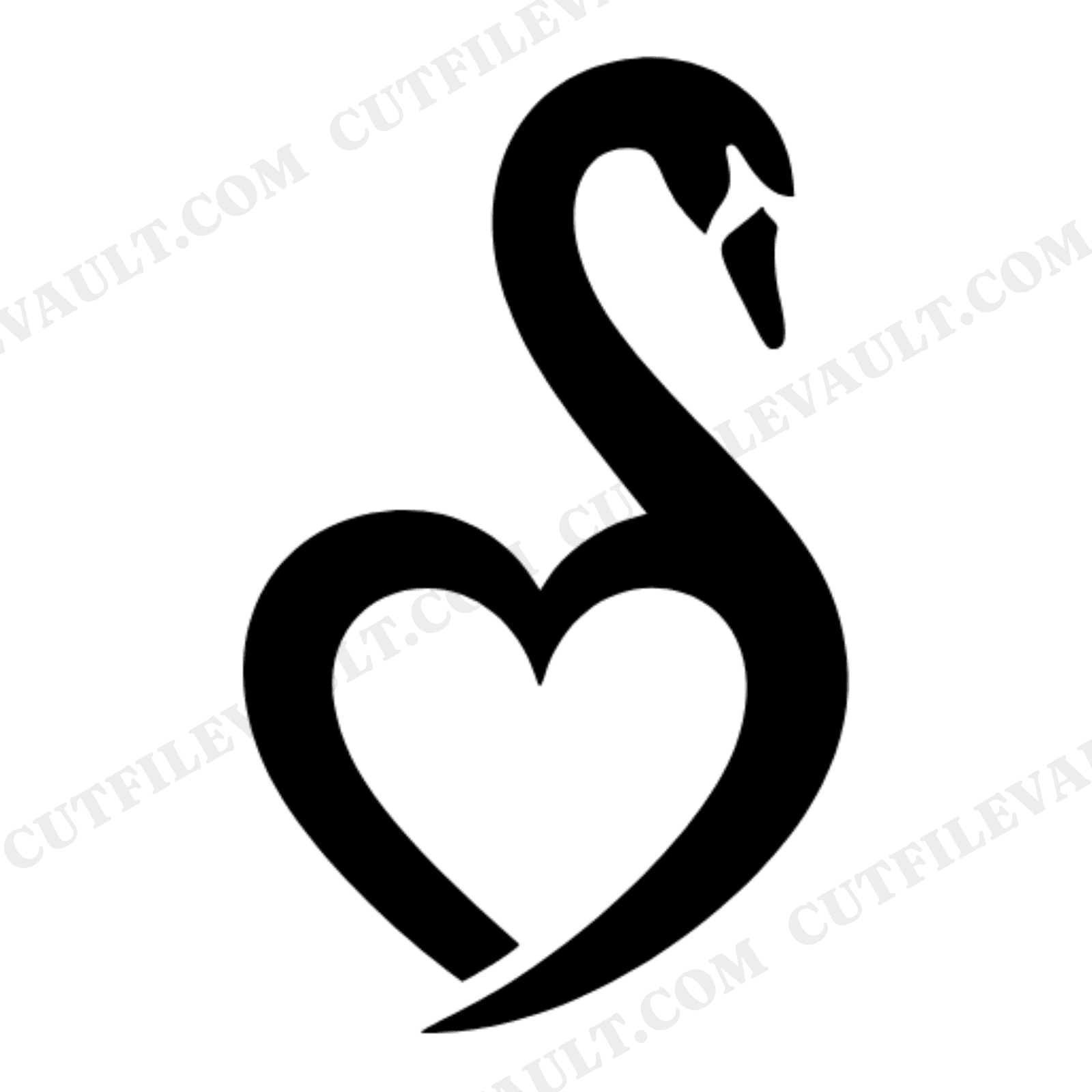 Swan Heart Mother's Love SVG PNG, Modern Minimalist Line Art, Bold Silhouette Cut File, view 1