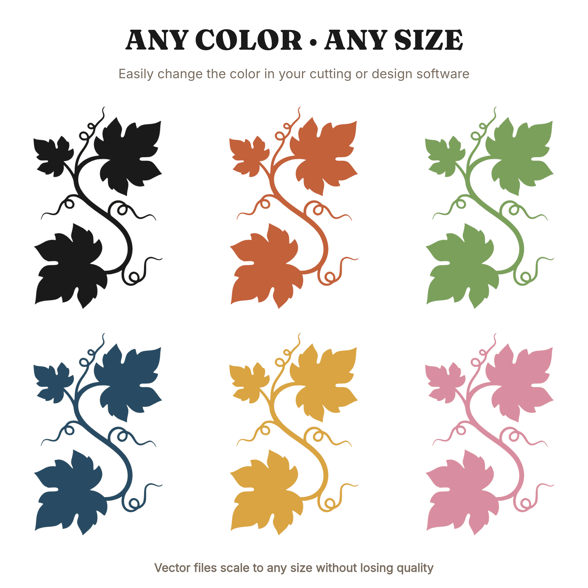 Pumpkin Vine SVG PNG, Whimsical Autumn Botanical Cut File, Mid Century Farmhouse Halloween Decor, view 2
