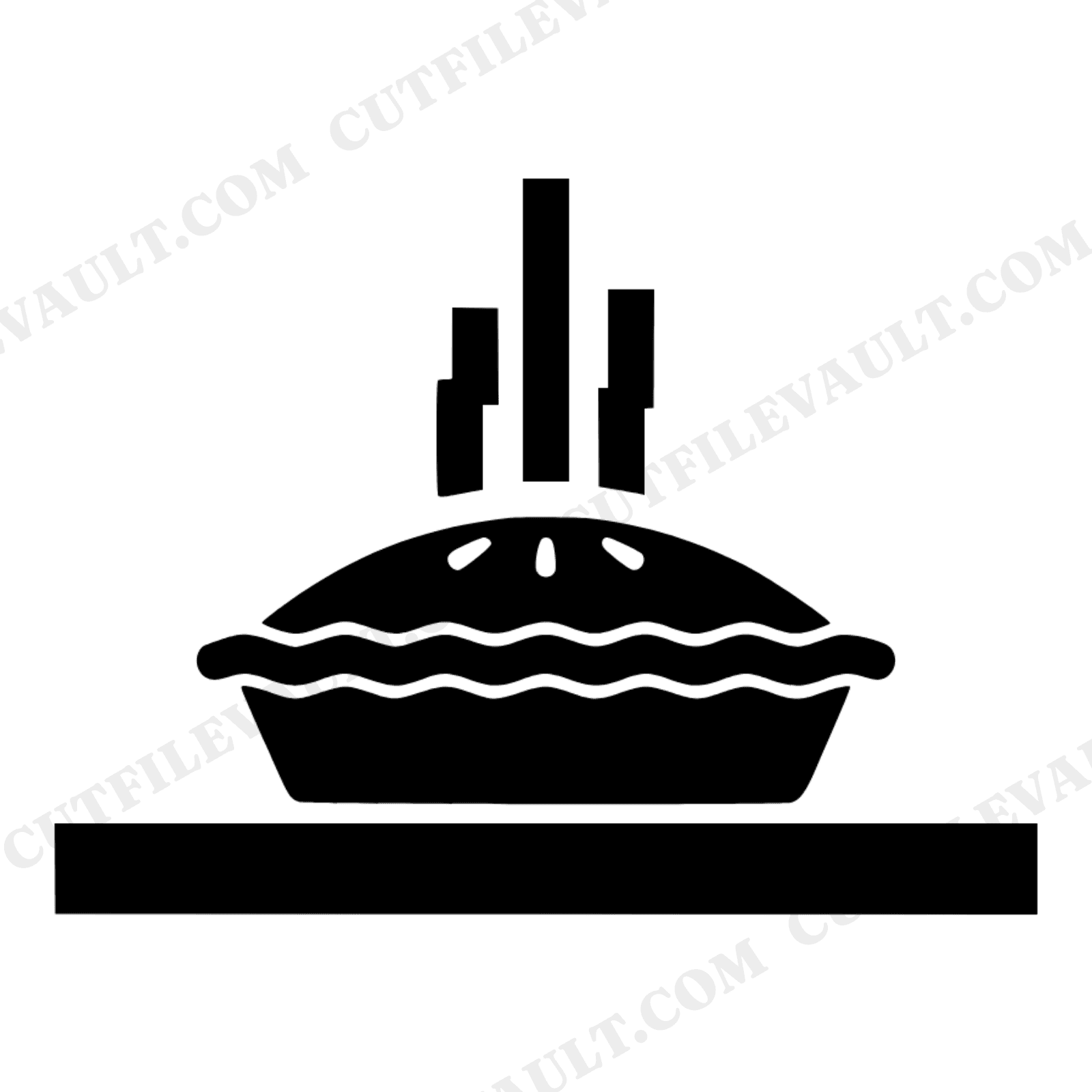 Windowsill Pie SVG PNG, Modern Brutalist Kitchen Steam Silhouette, Mother's Day Baking Cut File, view 1