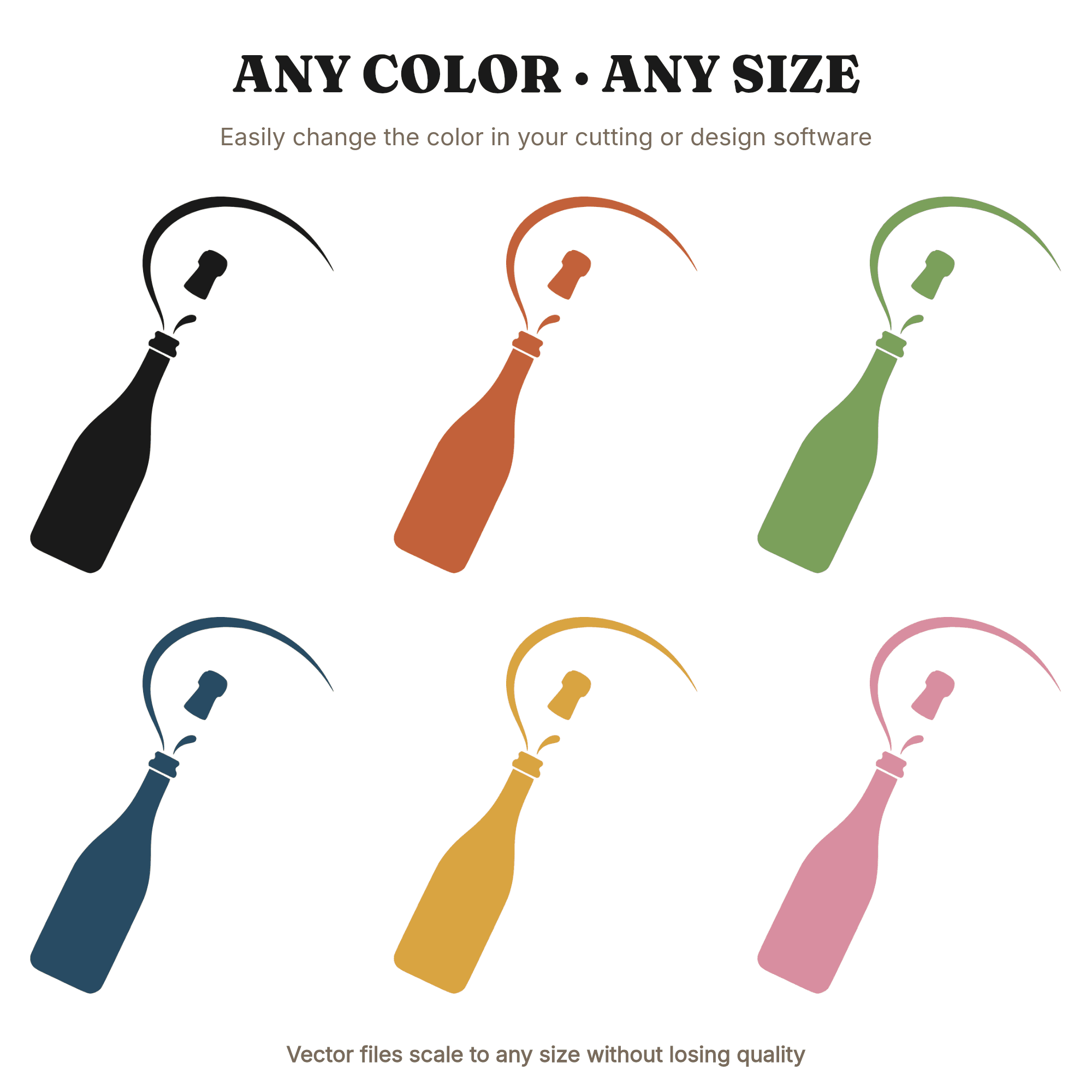 Champagne Bottle Pop SVG PNG, Celebration Silhouette Cut File, Boho New Year Party Decor, view 2