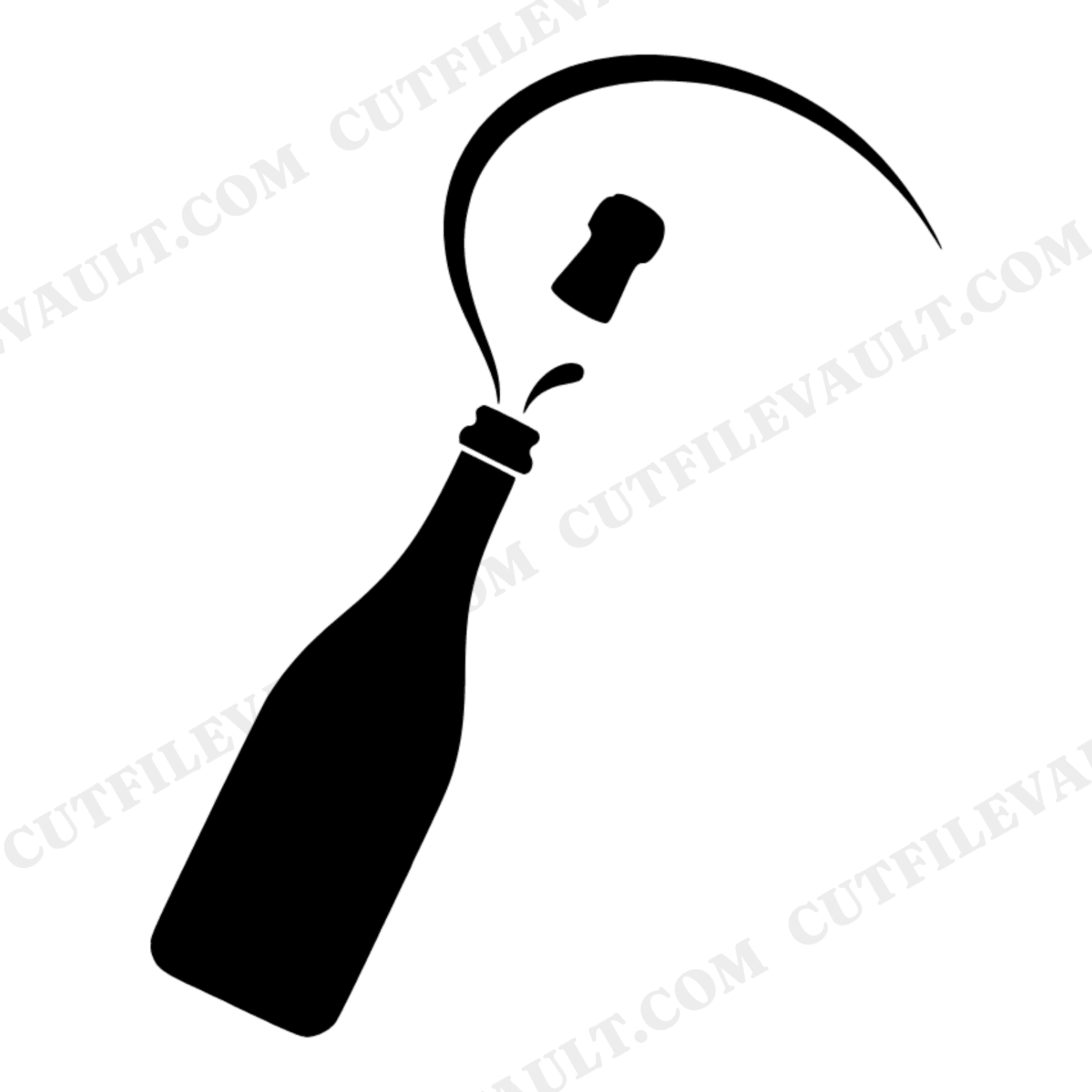 Champagne Bottle Pop SVG PNG, Celebration Silhouette Cut File, Boho New Year Party Decor, view 1