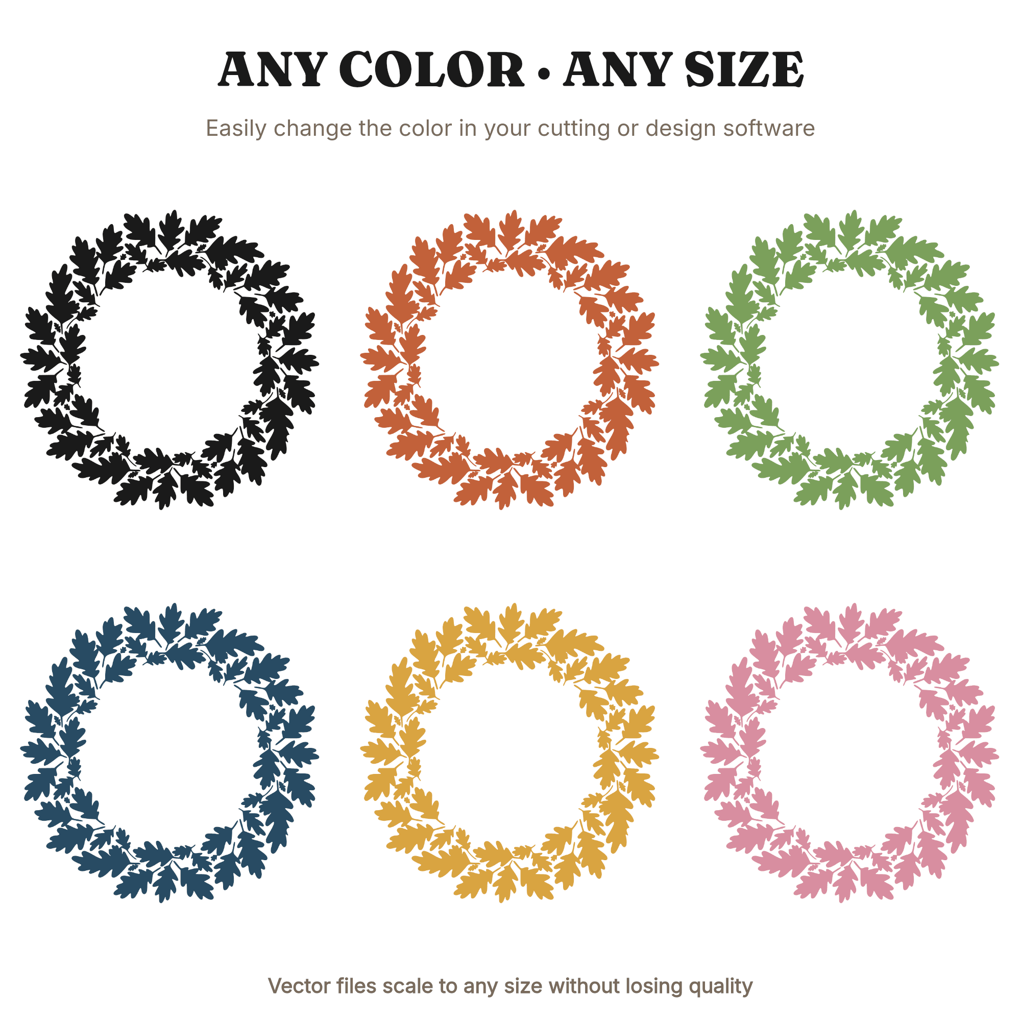 Autumn Leaf Wreath SVG PNG, Botanical Circle Silhouette, Thanksgiving Decor Cut File, view 2