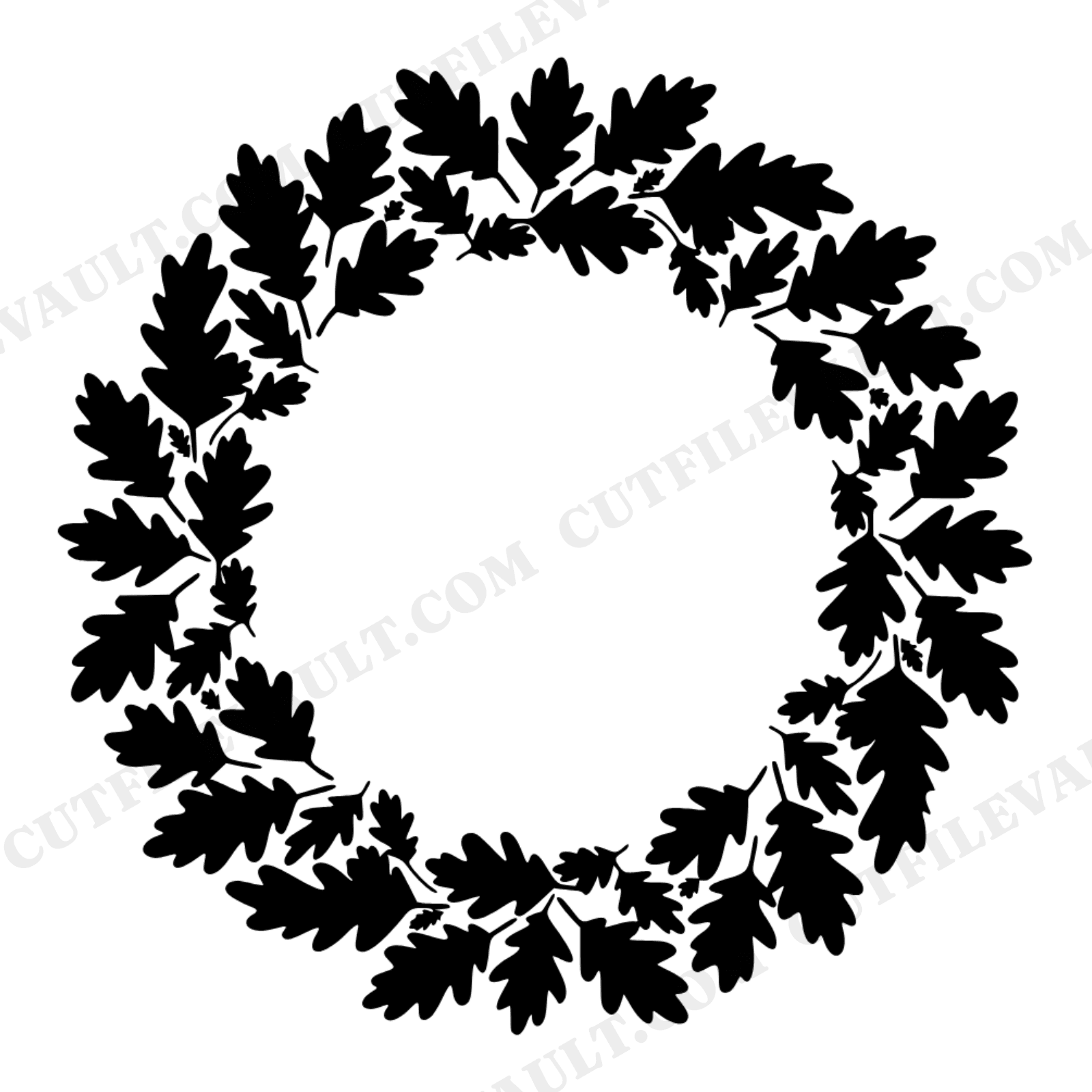 Autumn Leaf Wreath SVG PNG, Botanical Circle Silhouette, Thanksgiving Decor Cut File, view 1