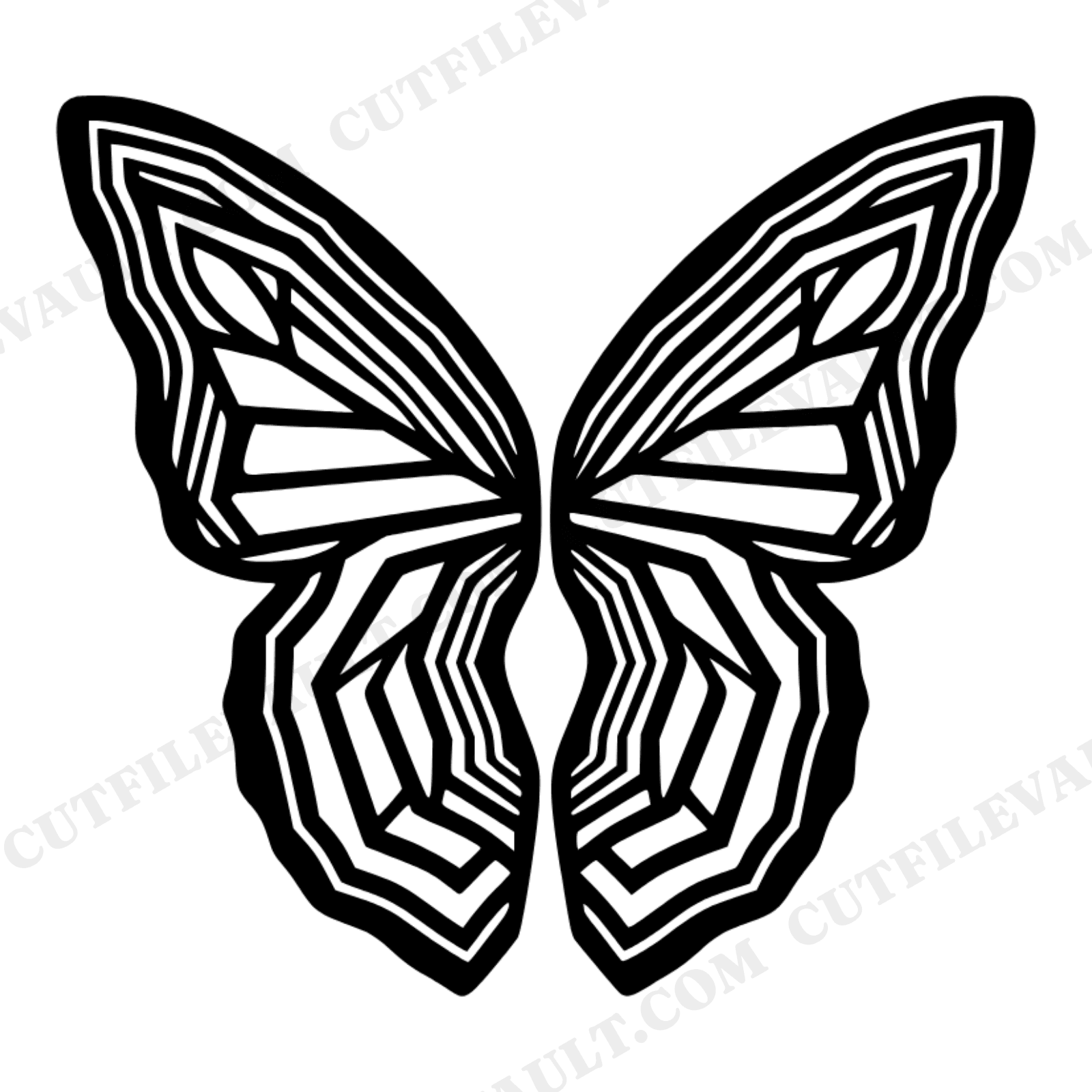 Geode Butterfly Wing Mandala SVG PNG, Art Deco Geometric Symmetrical Design Cut File, view 1
