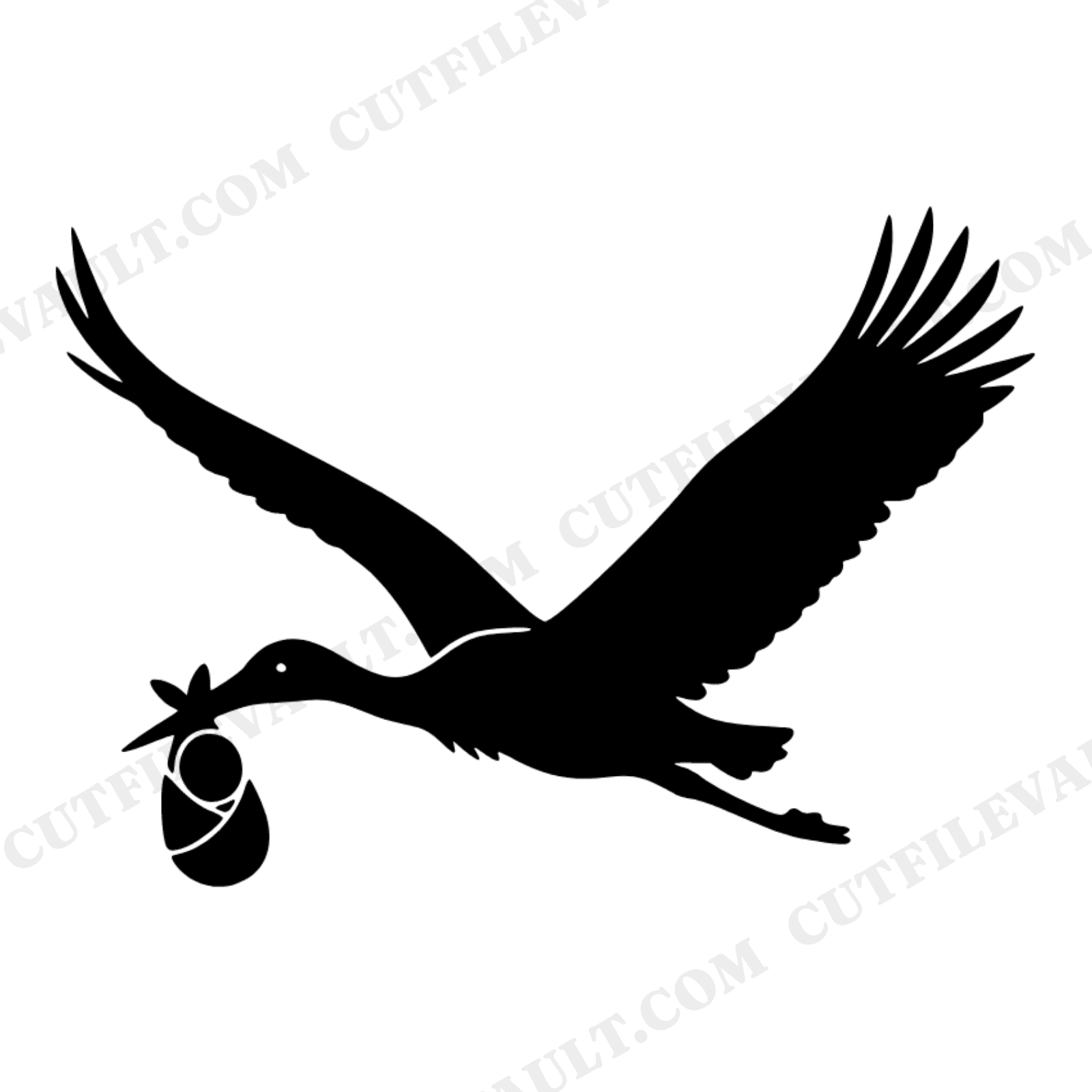 Stork with Baby Bundle SVG PNG, Scandinavian Line Art, Nursery Wall Decal, Birth Announcement, view 1