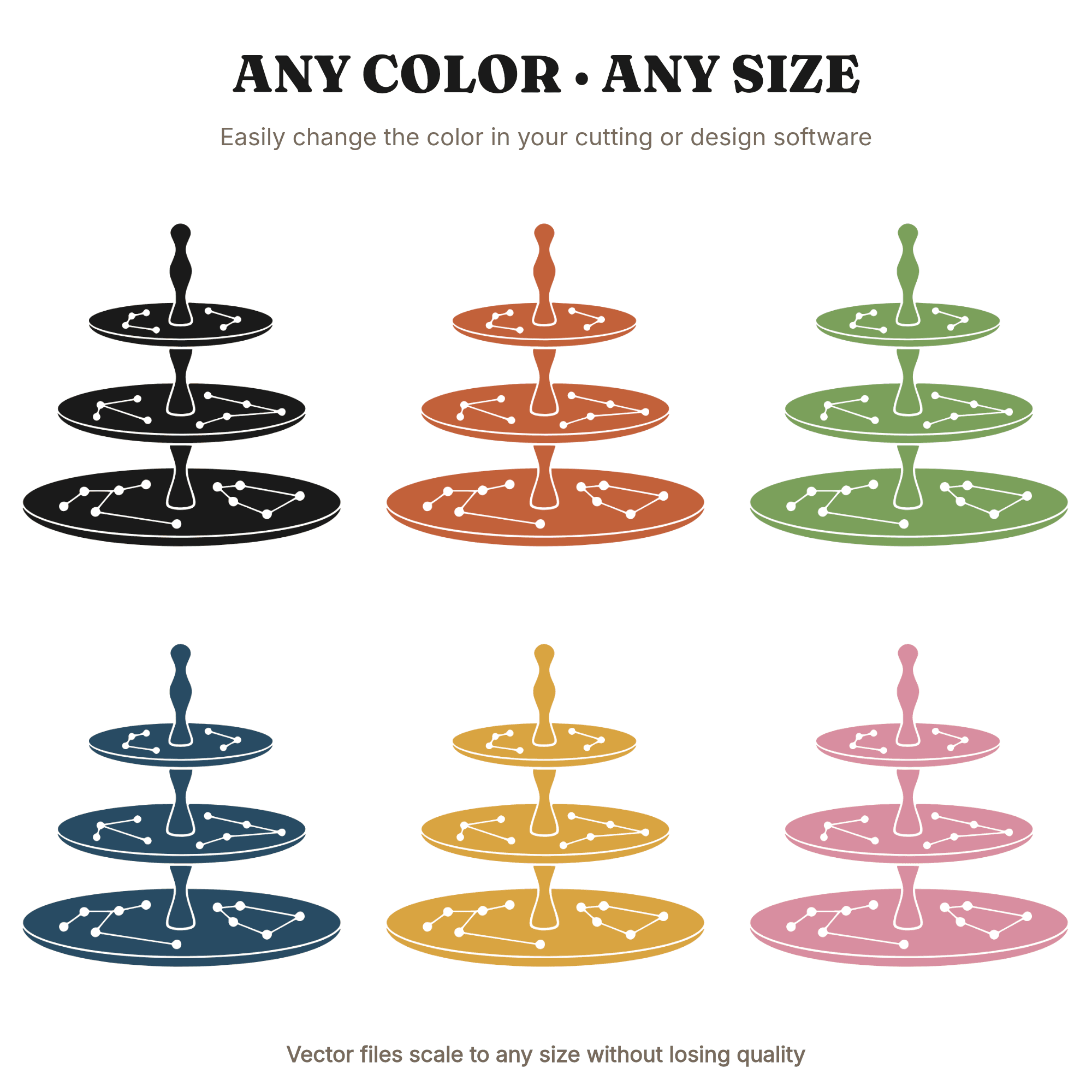 Celestial Tiered Dessert Stand SVG PNG, Retro 70s Wave Wedding Cut File, Constellation Design, view 2