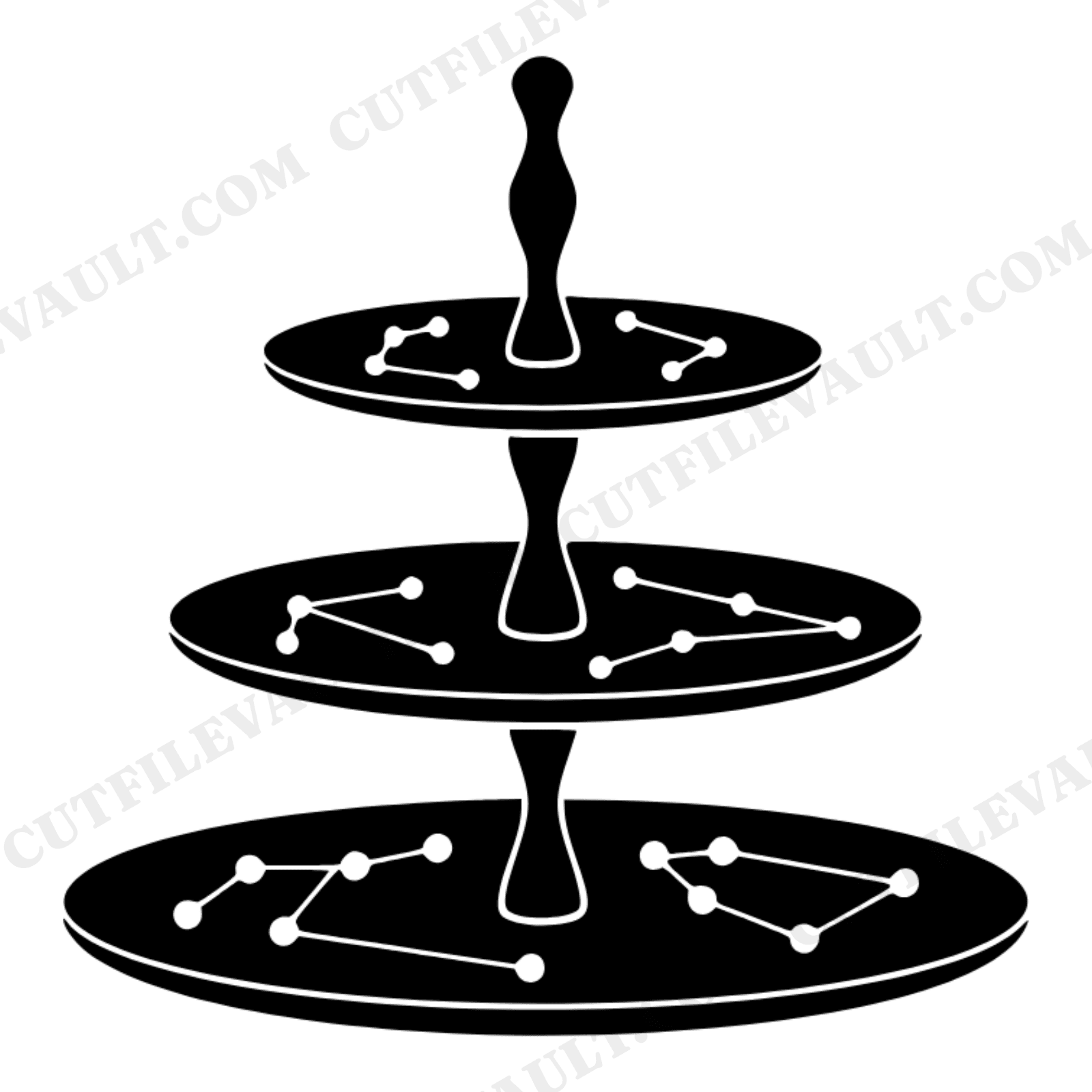 Celestial Tiered Dessert Stand SVG PNG, Retro 70s Wave Wedding Cut File, Constellation Design, view 1