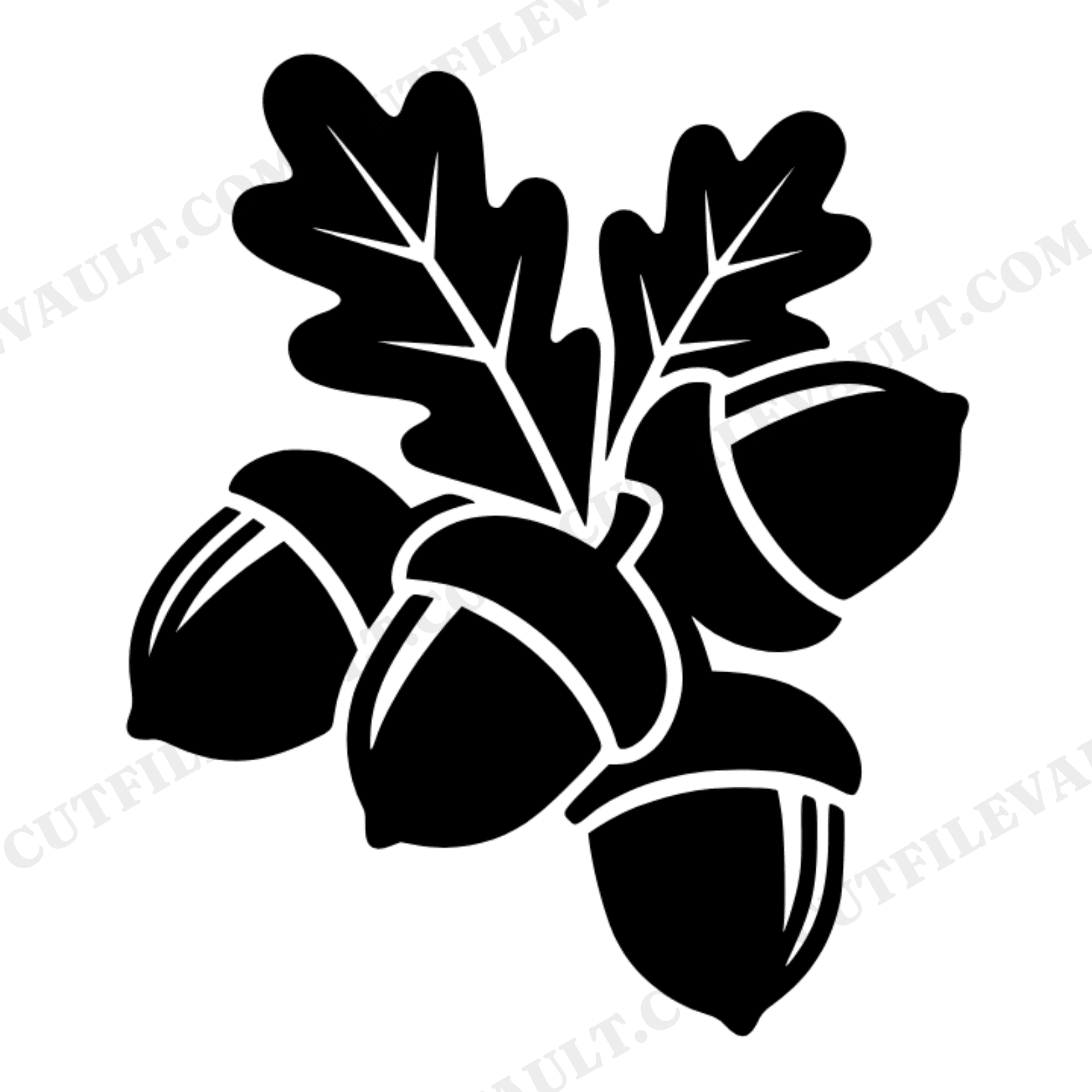 Acorn SVG, Oak Leaves Autumn Decor PNG, Brutalist Thanksgiving Wall Art Cut File, Modern Farmhouse SVG, view 1