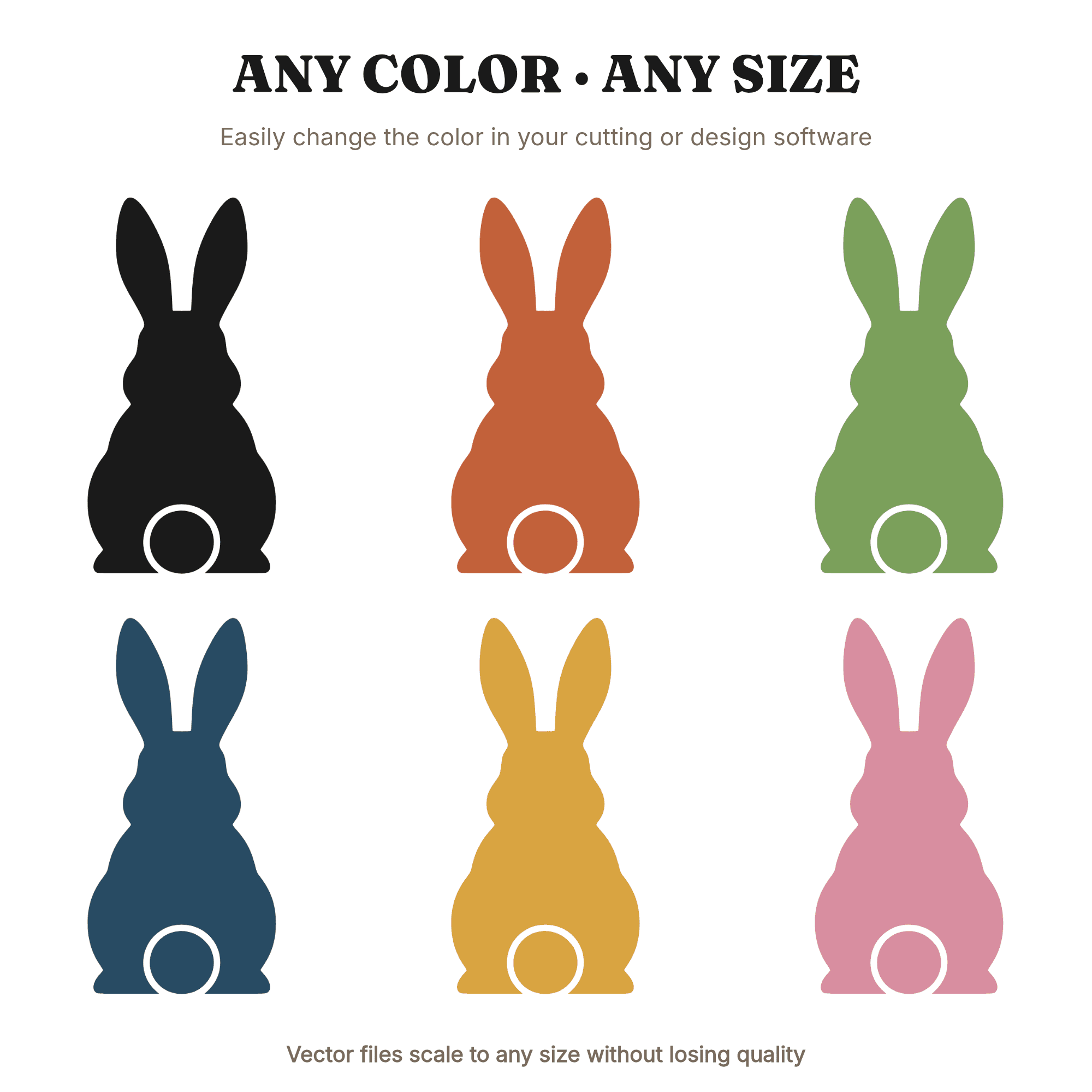 Retro Bunny Cottontail SVG PNG, Spring Easter Rabbit Silhouette, 70s Groovy Vintage Cut File, view 2
